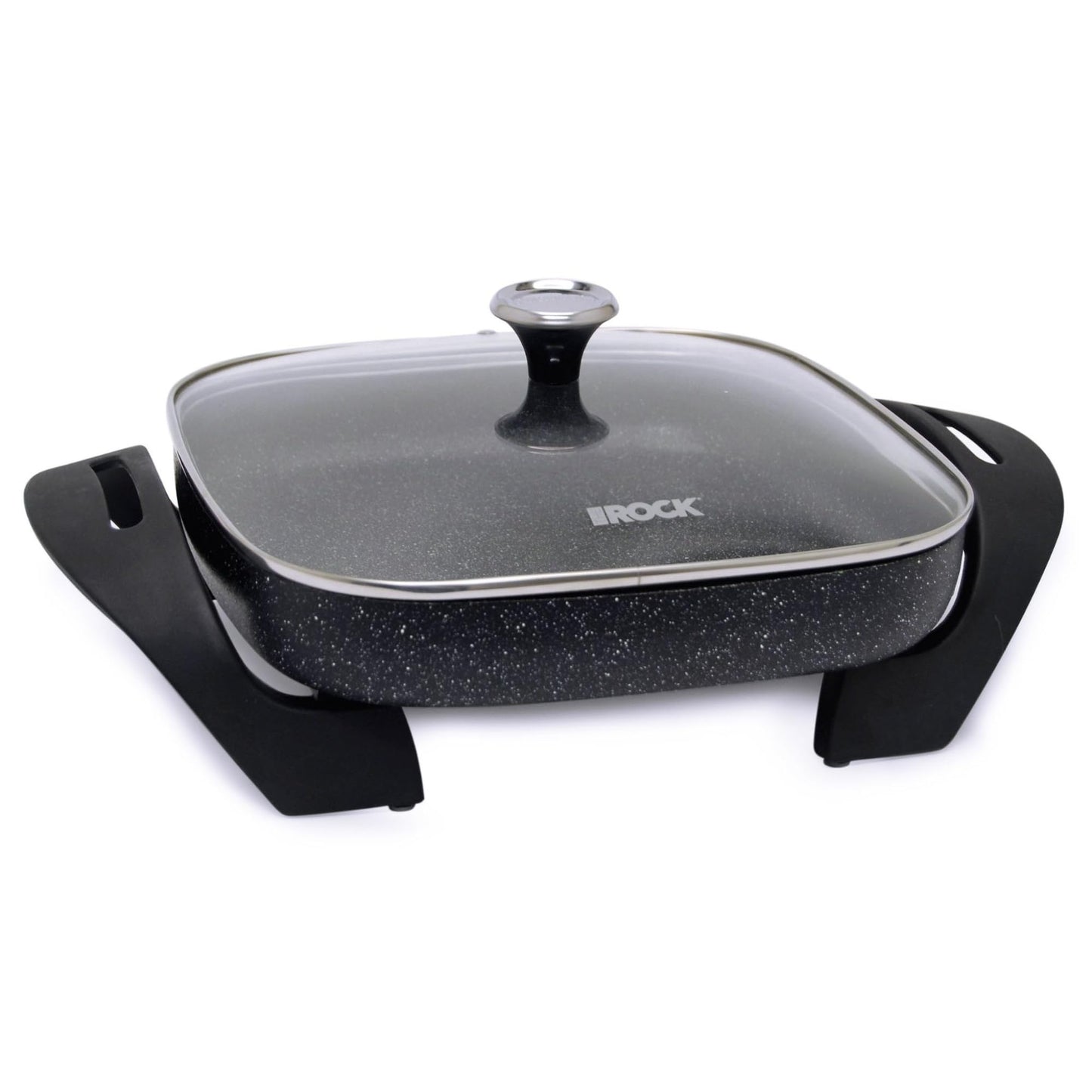 Starfrit The Rock Electric Skillet - 12" x 12" - Rock.Tec Non-Stick Cooking Surface - Tempered Glass Lid - 1200W