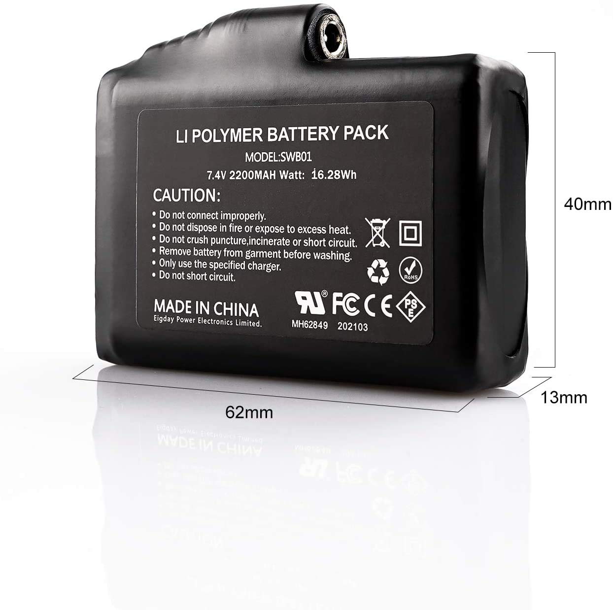 SAVIOR HEAT 7.4V 2200mAh Li-Polymer Rechargeable Batteries for Electric Battery Heated Gloves Mittens Liners, Heated Socks SWB01 (2200mah-2pcs)