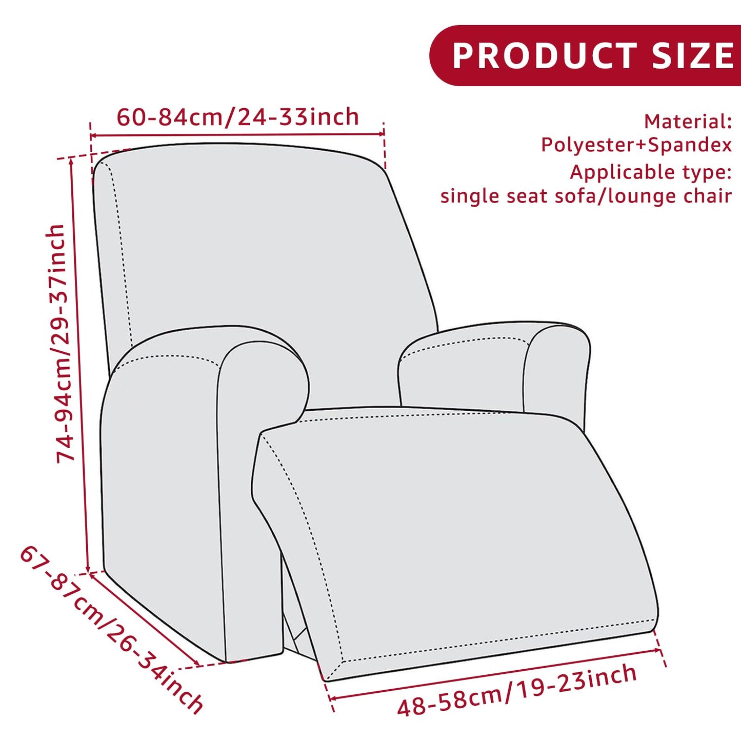 Recliner Chair Cover, Anti Scratch Lazy Boy Recliner Covers, Stretching Printed Sofa Slipcovers for Protection, Elastic Bottom Couch Cover Slipcover for Cats, Dogs, Pets and Kids, Machine Washable