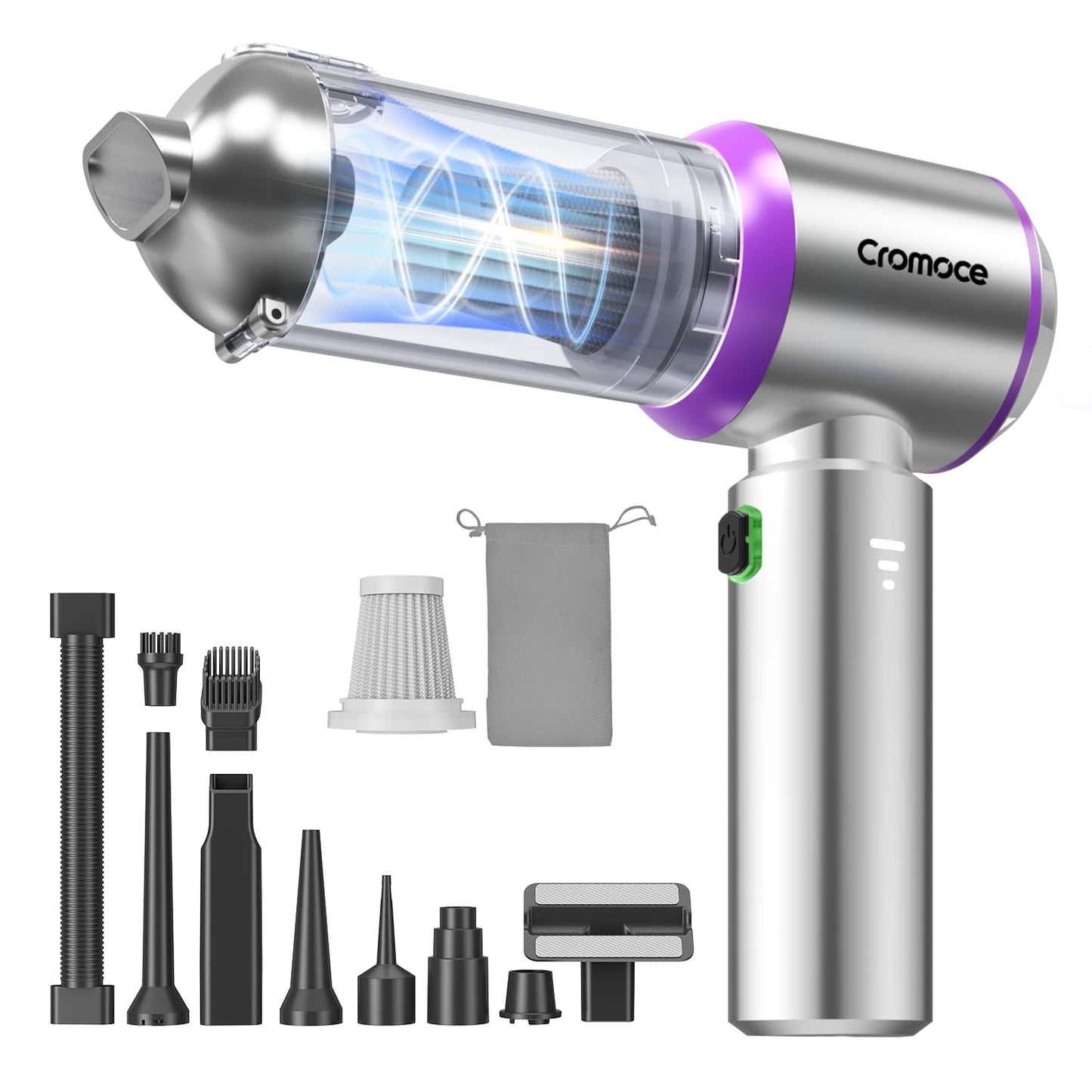 Car Vacuum Cleaner Cordless Powerful, 24000PA Handheld Vacuum Portable, Mini Vacuum with 3 Modes, One-Click Empty, Brushless Motor, Duster/Blower/Pump Hand Vacuum for Car, Home,Office