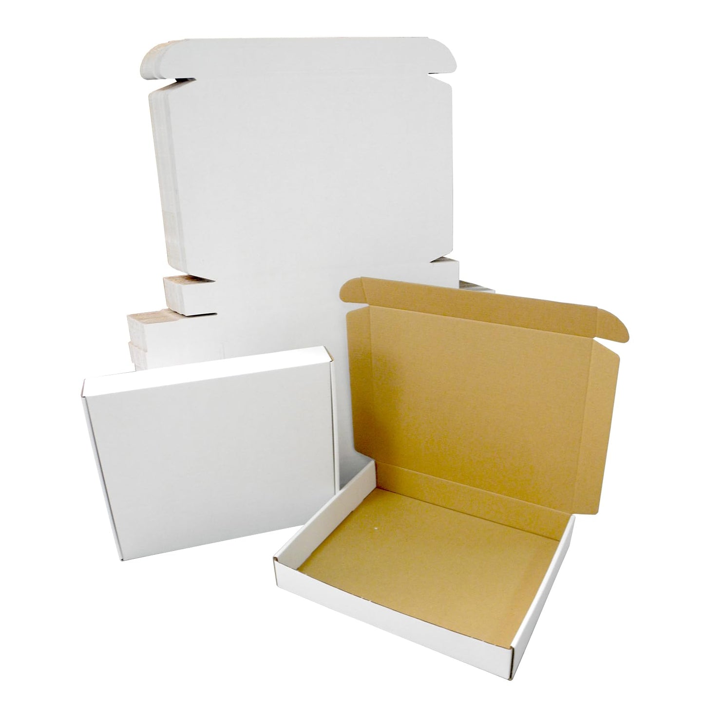 13x11x2" Shipping Box, White Mailer Boxes Flat Corrugated Cardboard Mailers for Business Packaging Mailing, 25 Pack
