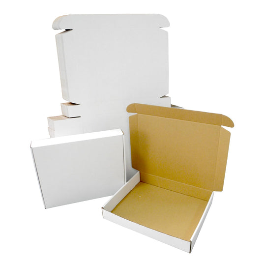 13x11x2" Shipping Box, White Mailer Boxes Flat Corrugated Cardboard Mailers for Business Packaging Mailing, 25 Pack