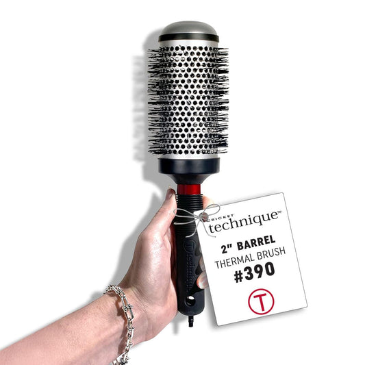 Cricket Technique Thermal Hair Brush #390 2” for Curling, and Styling – Heat-Retaining Barrel with Anti-Static Tourmaline Bristles, Round Thermal Brush, Ideal for All Hair Types