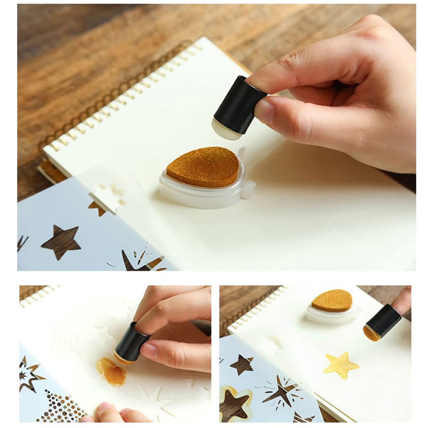 40pcs/lot Sponge Finger Daubers Foam with Box Finger Painting Craft Set Fingerpaint Drawing Sponge Foam Finger Chalk Ink