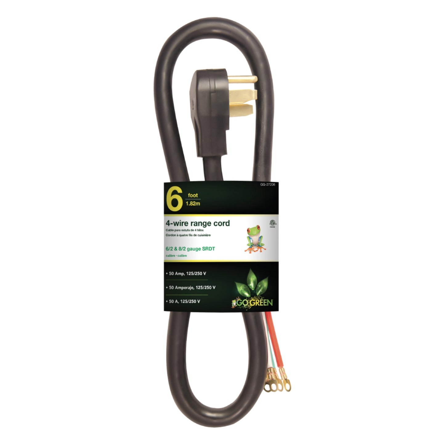 Perfpower Go Green 6-Feet 4-Feet Wire Range Cord, 50 Amp