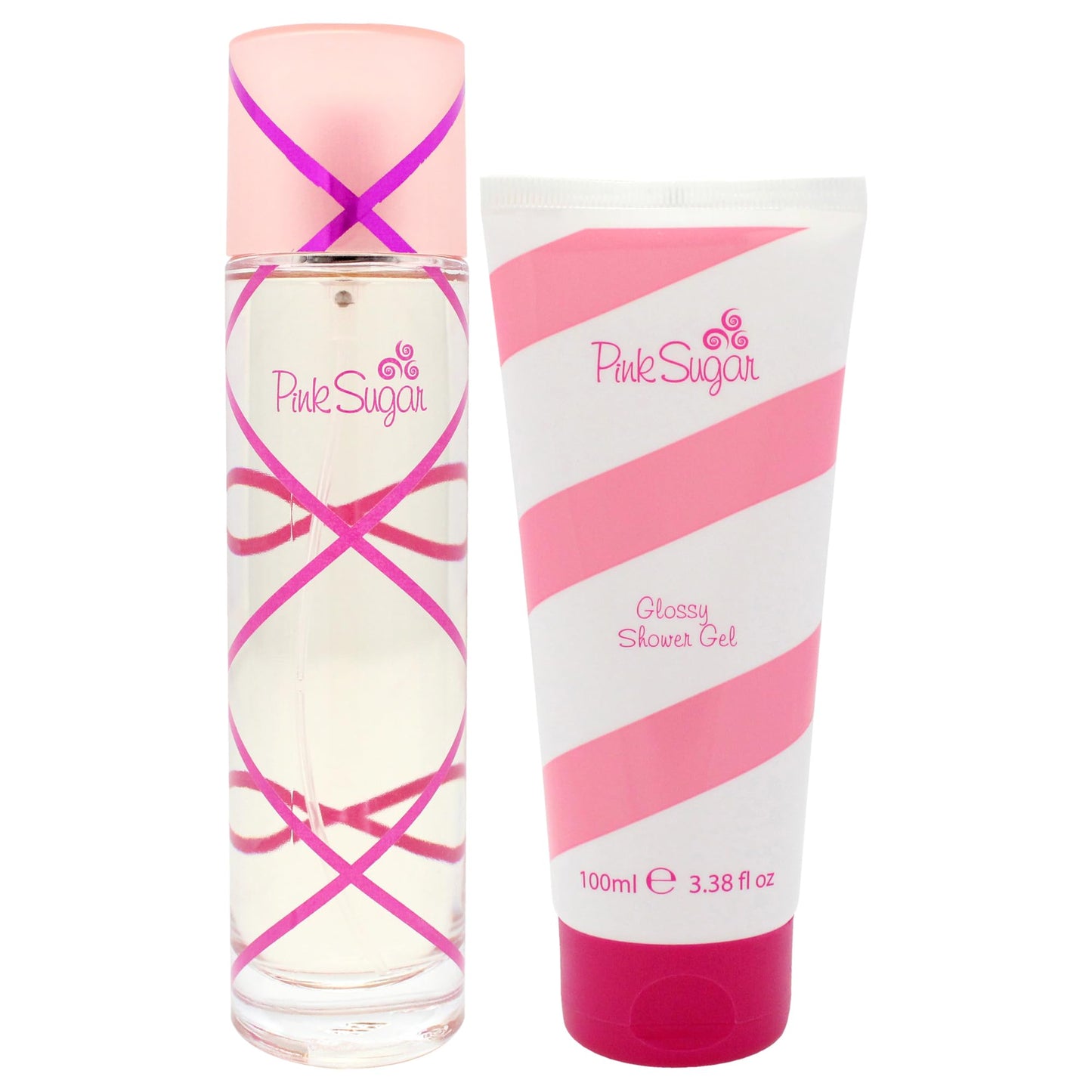 Aquolina Pink Sugar for Women - 2 Pc Gift Set 3.4oz EDT Spray, 3.4oz Glossy Shower Gel
