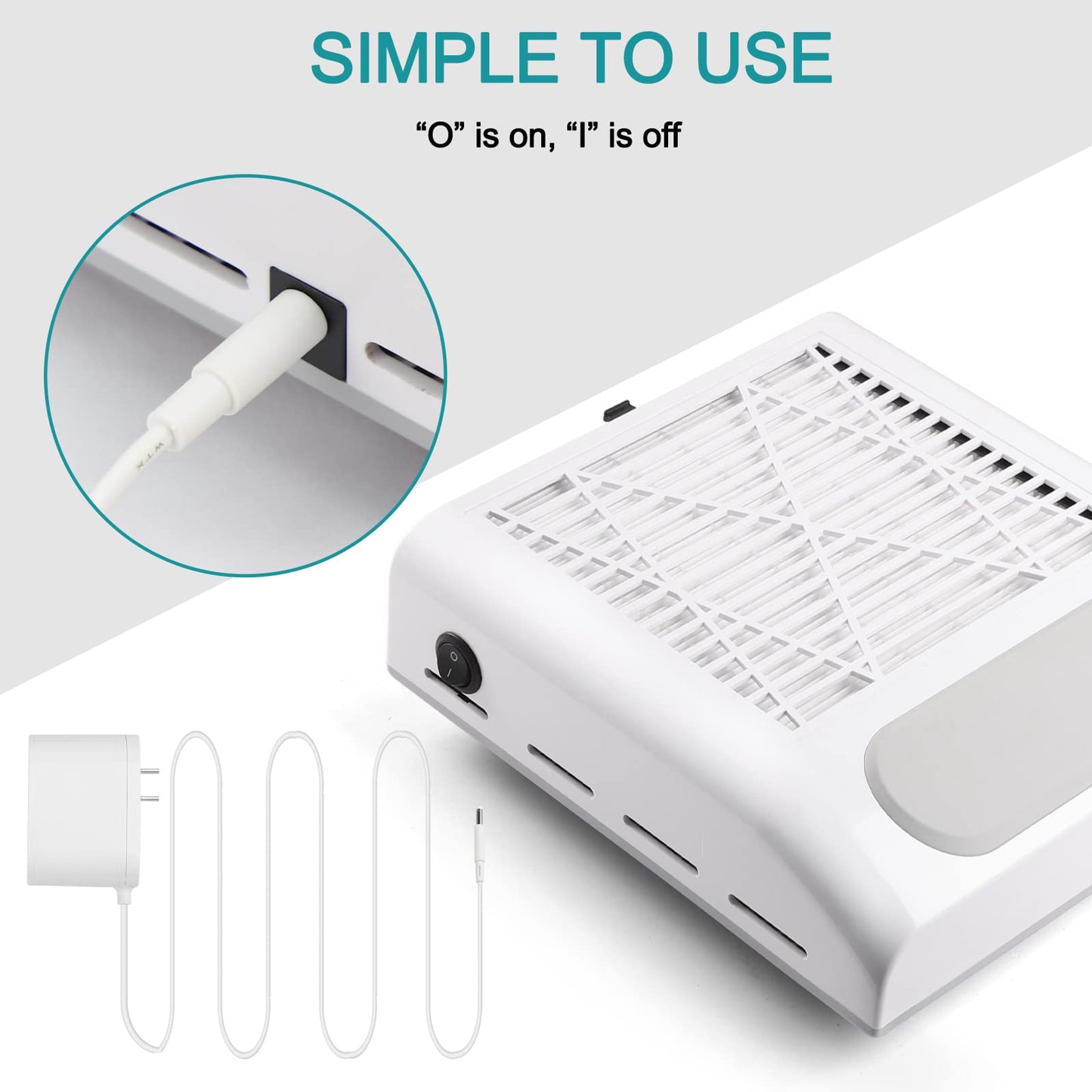 Biutee Nail Dust Collector with 2 Reusable Filter, 80W Electric Nail Vacuum Cleaner Dust Fan Suction Machine for Manicure Acrylic Gel Nails Polishing, Low Noise, Salon Home