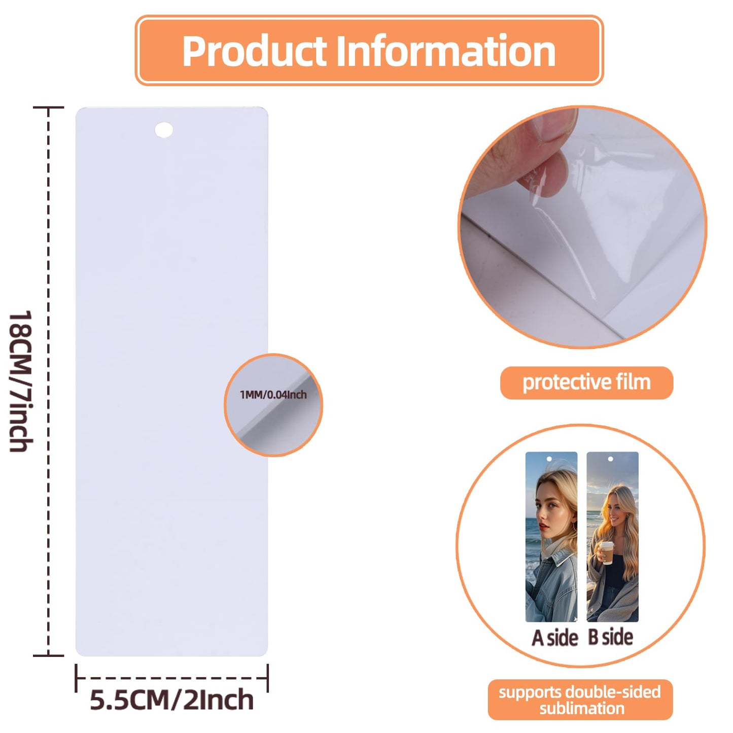 Sublimation Bookmarks Blank Aluminum 50 PCS 2x7 Inch for Double-Side Heat Transfer