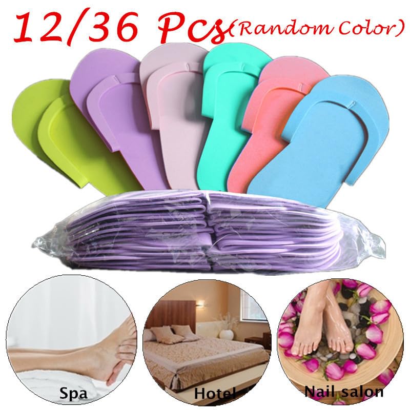 36 Pairs Disposable Eva Foam Slippers for Women Man Salon Spa slippers, Lightweight and Portable, Random Color