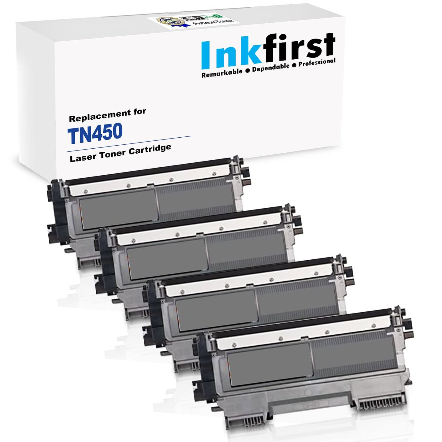 4 High Yield Inkfirst Toner Cartridge TN-450 (TN450) Compatible Remanufactured for Brother TN-450 Black HL-2220 HL-2230 HL-2240 HL-2240D HL2270DW HL-2280DW DCP-7060D DCP-7065DN MFC-7360N MFC-7460DN MFC-7860DW