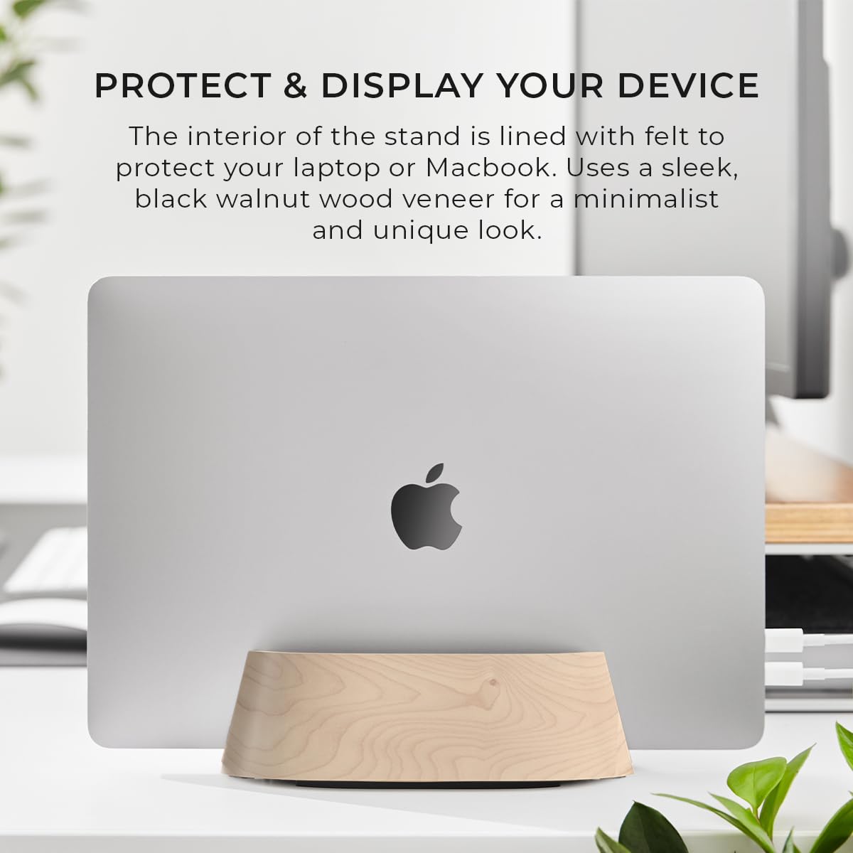 HumanCentric Vertical Laptop Stand in Maple Wood, Upright Adjustable Holder and Dock, Laptop Vertical Stand Fits MacBook Pro and Other Laptops .5" to 1.5, Clamshell Compatible
