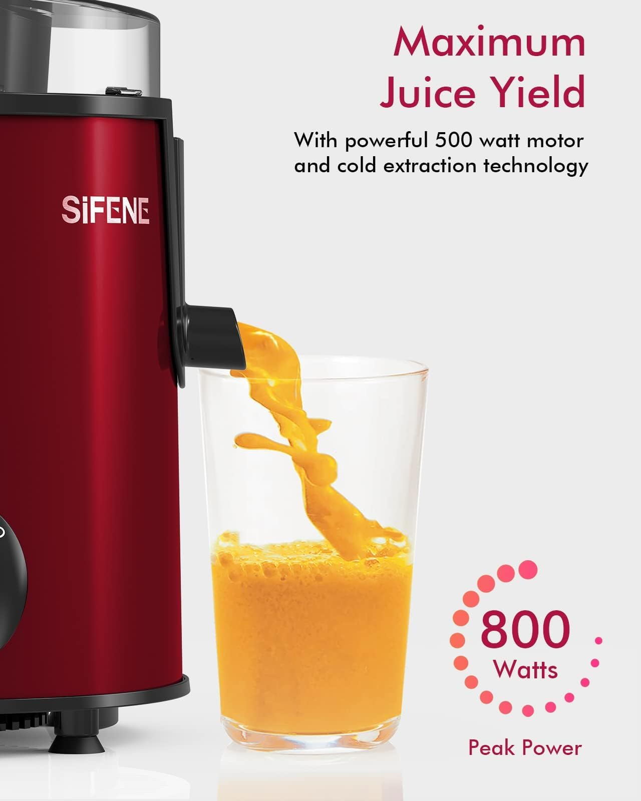 SIFENE Centrifugal Juicer Machine Compact Juice Extractor With 3 Inch Wide Mouth For Whole Fruits And Vegetables 3 Speed Control Stainless Steel Filter BPA Free Easy To Clean
