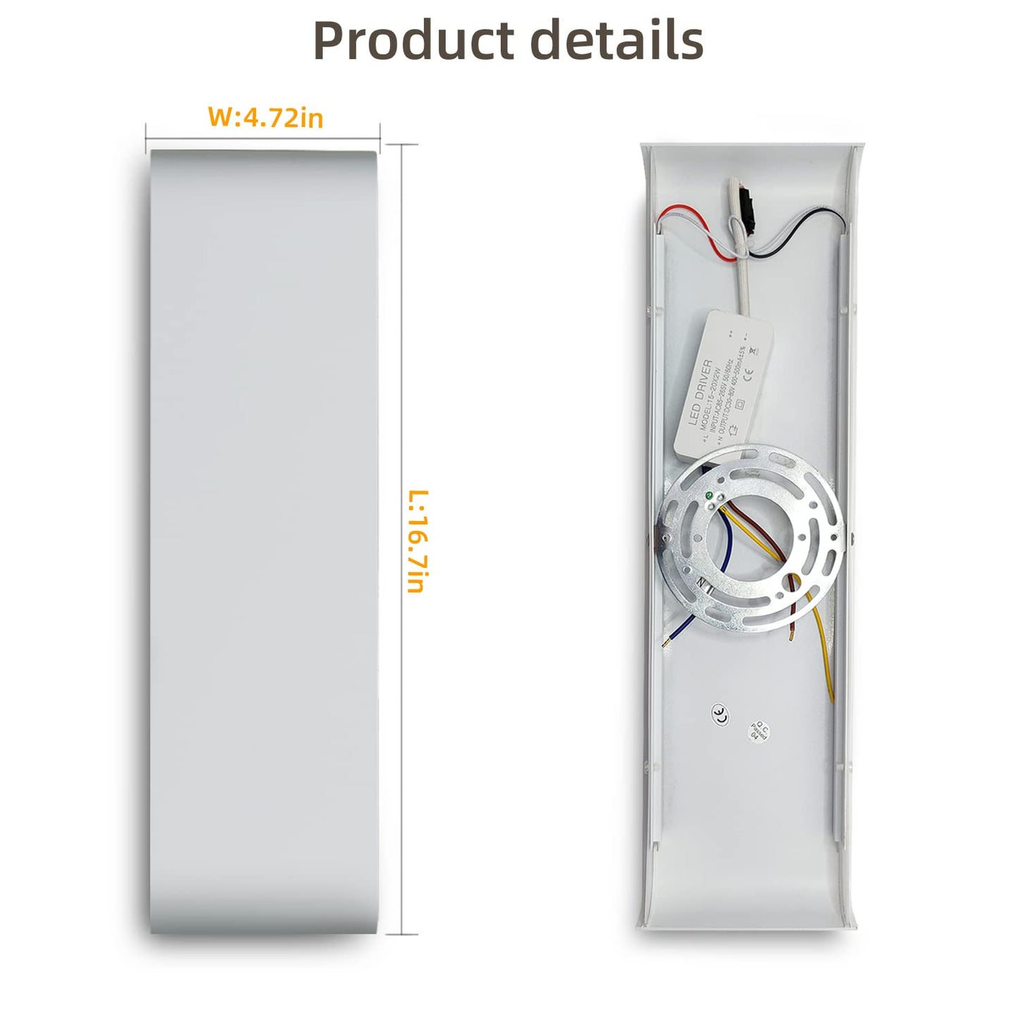 KICAAO 15.7in White Modern Wall Sconce 2-Pack, Indoor Vanity Light Up and Down LED Vanity Light for Bathroom Wall Lighting Fixtures (White Light 5000K)