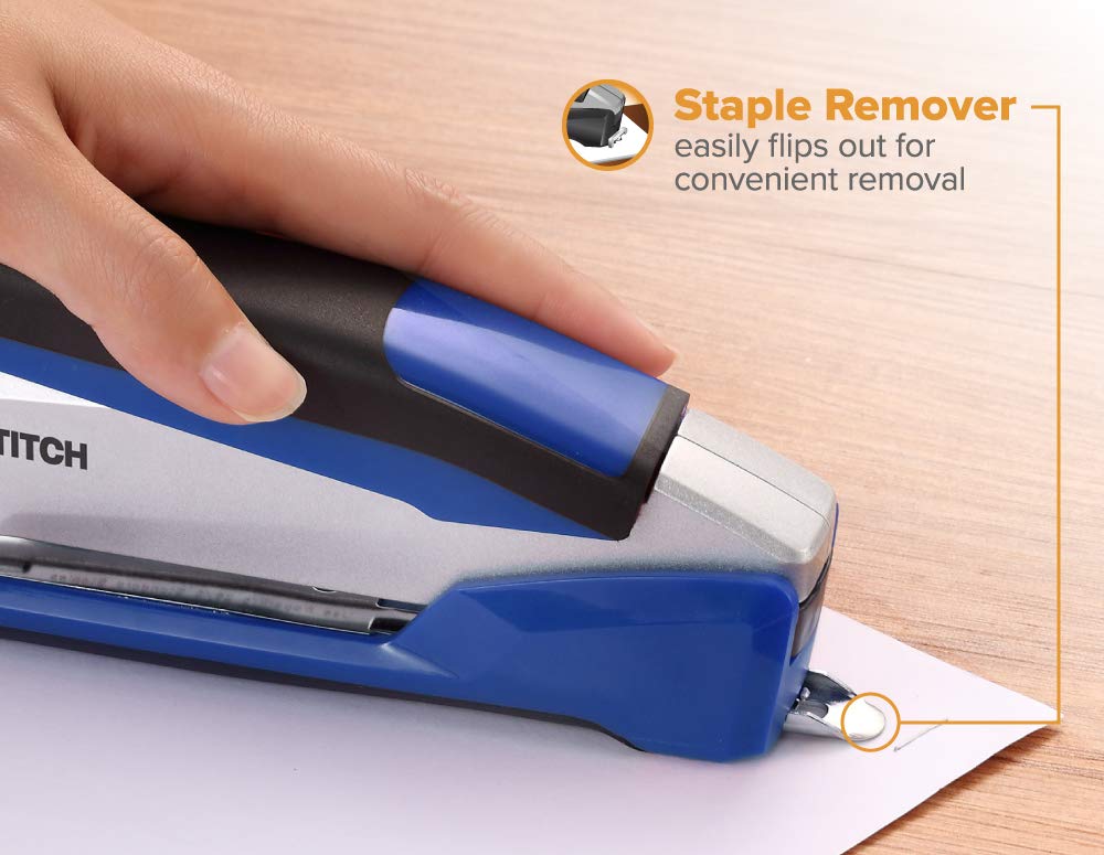 Bostitch Office InPower Premium Spring-Powered Desktop Stapler, Blue/Silver (1118)