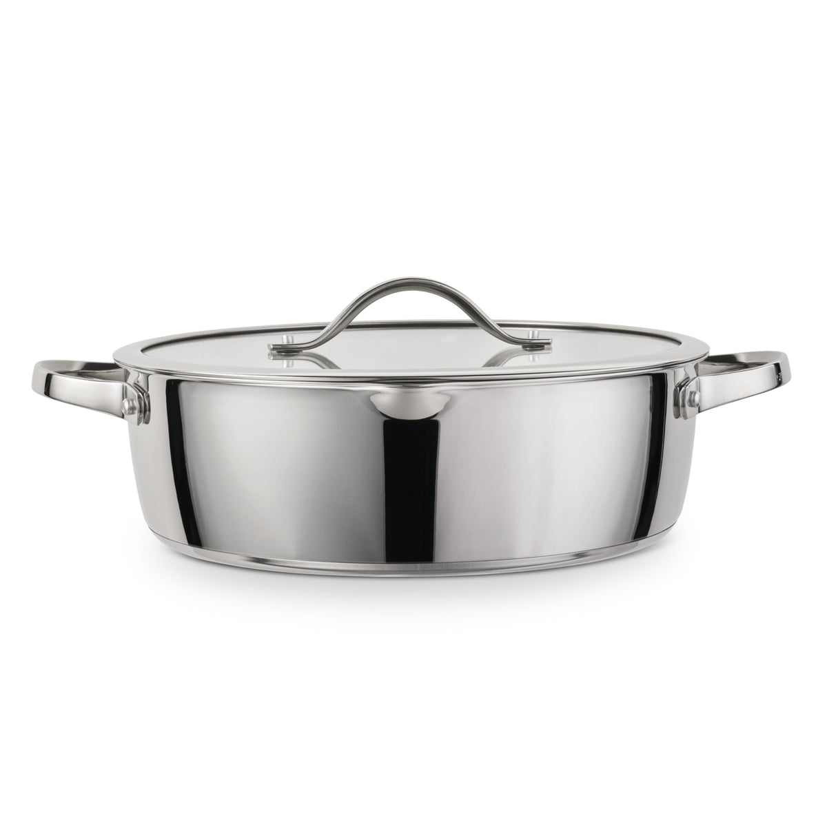 Tramontina Tempo Tri-Ply Base Stainless Steel 6-Quart Braiser Pan with Glass Lid, Induction-Ready, Oven-Safe, Dishwasher-Safe