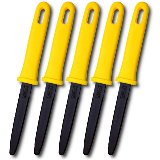 CANARY Corrugated Cardboard Cutter Dan Chan, Safety Box Cutter Knife [Non-Stick Fluorine Coating Blade], Made in Japan, Yellow (DC-190F-1) (Bulk 5 pcs)