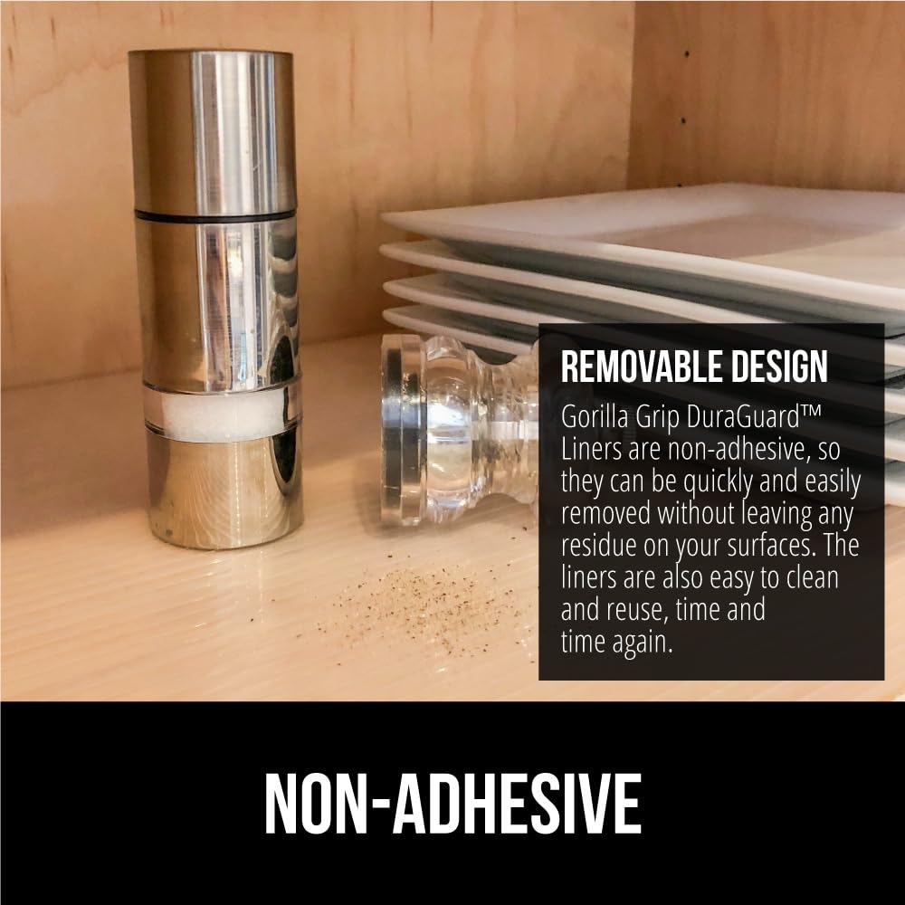 GORILLA GRIP DuraGuard Ribbed Drawer and Shelf Liner for Cabinet, Non Adhesive Waterproof Protection for Kitchen, Strong Grip, BPA Free Plastic Liners for Cabinets, Bathroom Drawers, 24x30, Clear