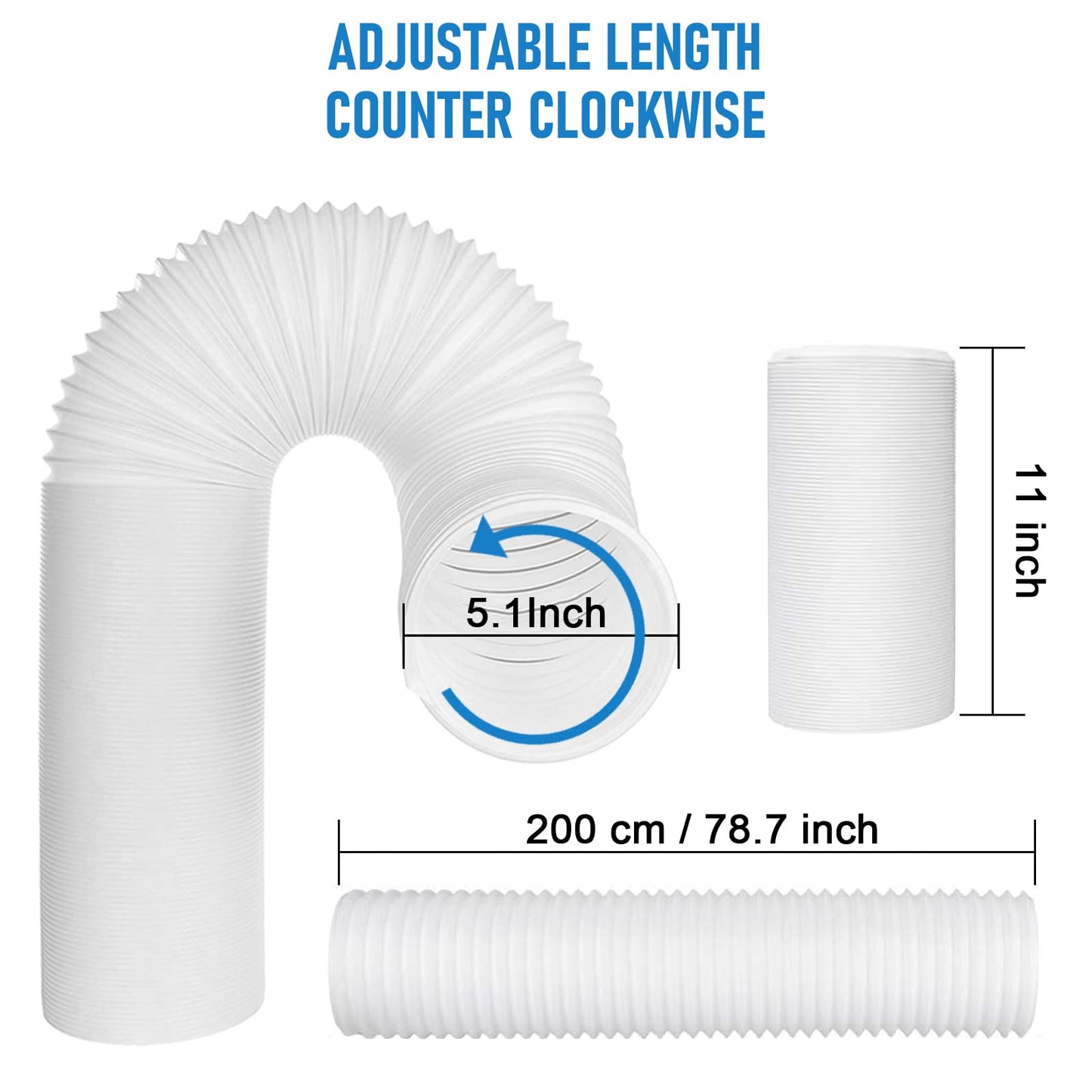 Portable AC Window Vent Kit with 5.1" & 80 Inch Hose, Portable Air Conditioner Parts Accessories for Sliding Window Seal with PVC Plate, Universal Coupler Fits 5.9 & 5.1 Inch Diameter Exhaust Hose
