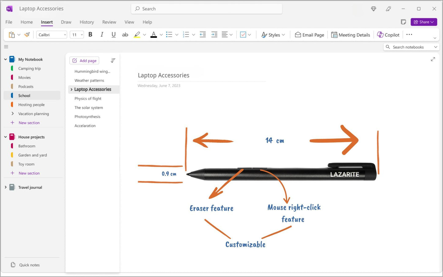 LAZARITE M Pen Black, Active Stylus for Microsoft Surface, Lenovo Flex 5/14, Yoga 7i/9i, Hp Envy x360/Pavilion x360/Spectre x360, 4096 Pressure Sensitivity, Palm Rejection, Tilt Support