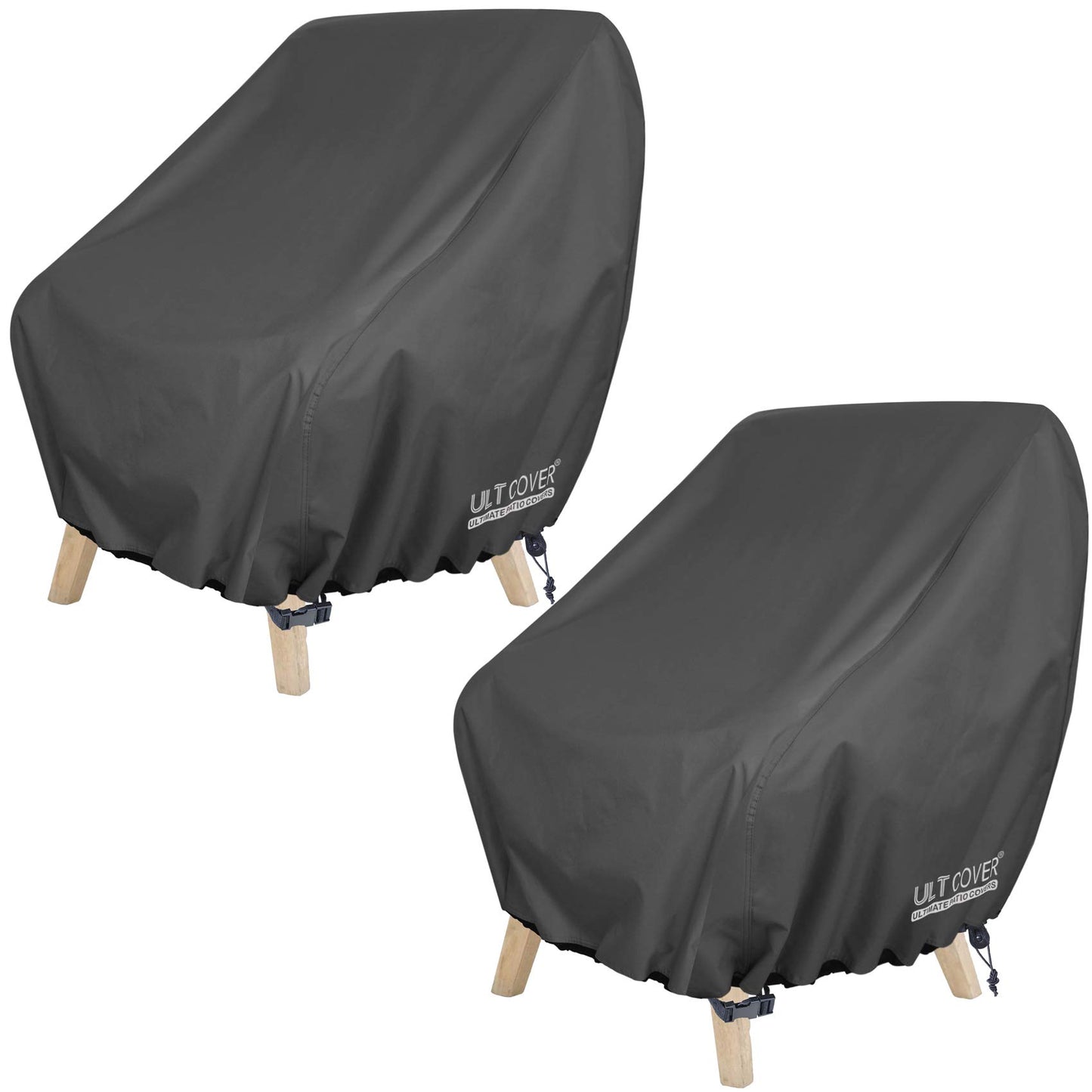 ULTCOVER Waterproof Patio Chair Cover – Outdoor Lounge Deep Seat Single Lawn Chair Cover 2 Pack Fits Up to 28W x 30D x 32H inches, Black