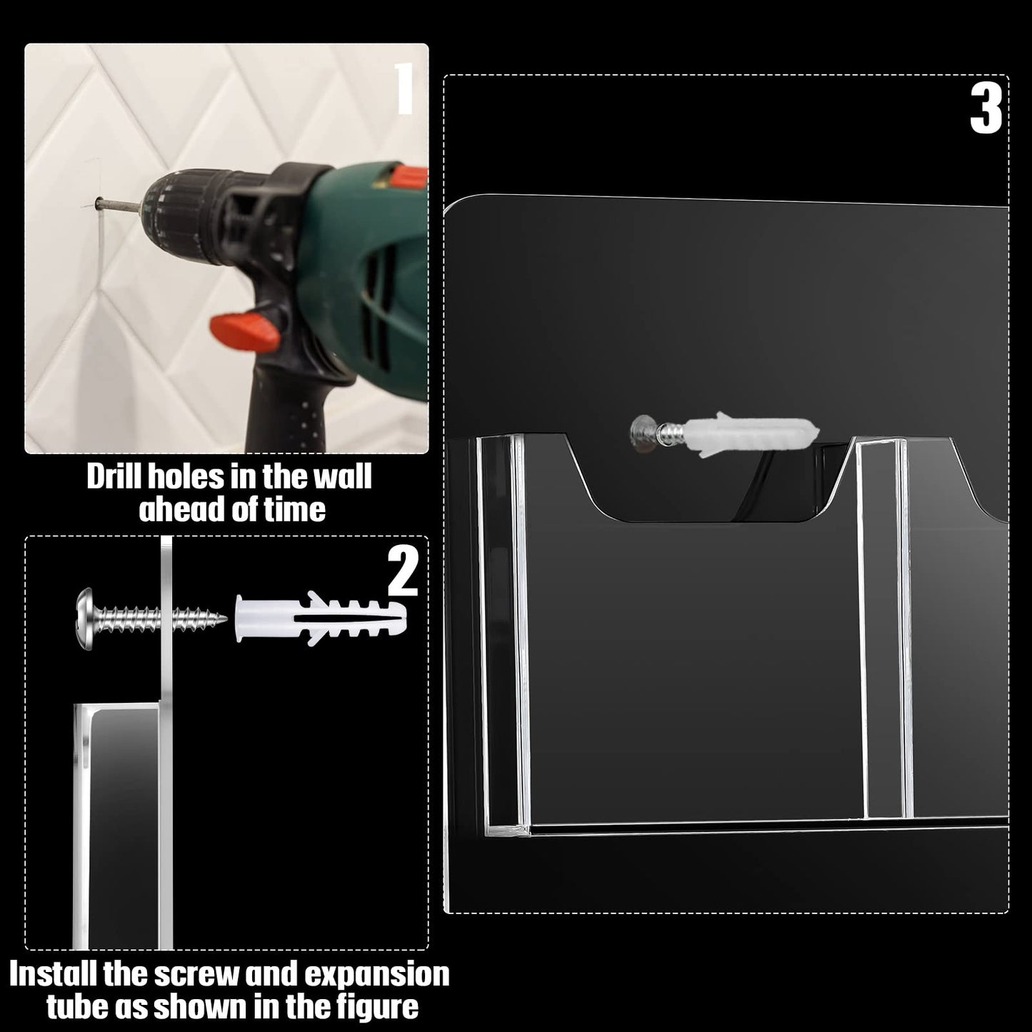 Eersida Acrylic Brochure Pamphlet Holder Brochure Display Stand Business Tri Fold Multi Slot Holder Rack Wall Mount Clear Pocket Space Saver for Flyer Literature Menu Advertise(6 Pockets)