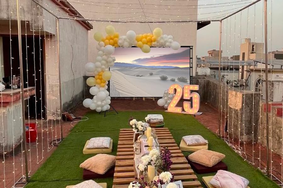 Projectior Screen with Stand,120 inch Portable Foldable Projector Screen 16:9 HD Indoor Outdoor Projector Movies Screen with Carrying Bag for Home Theater Camping and Recreational Events