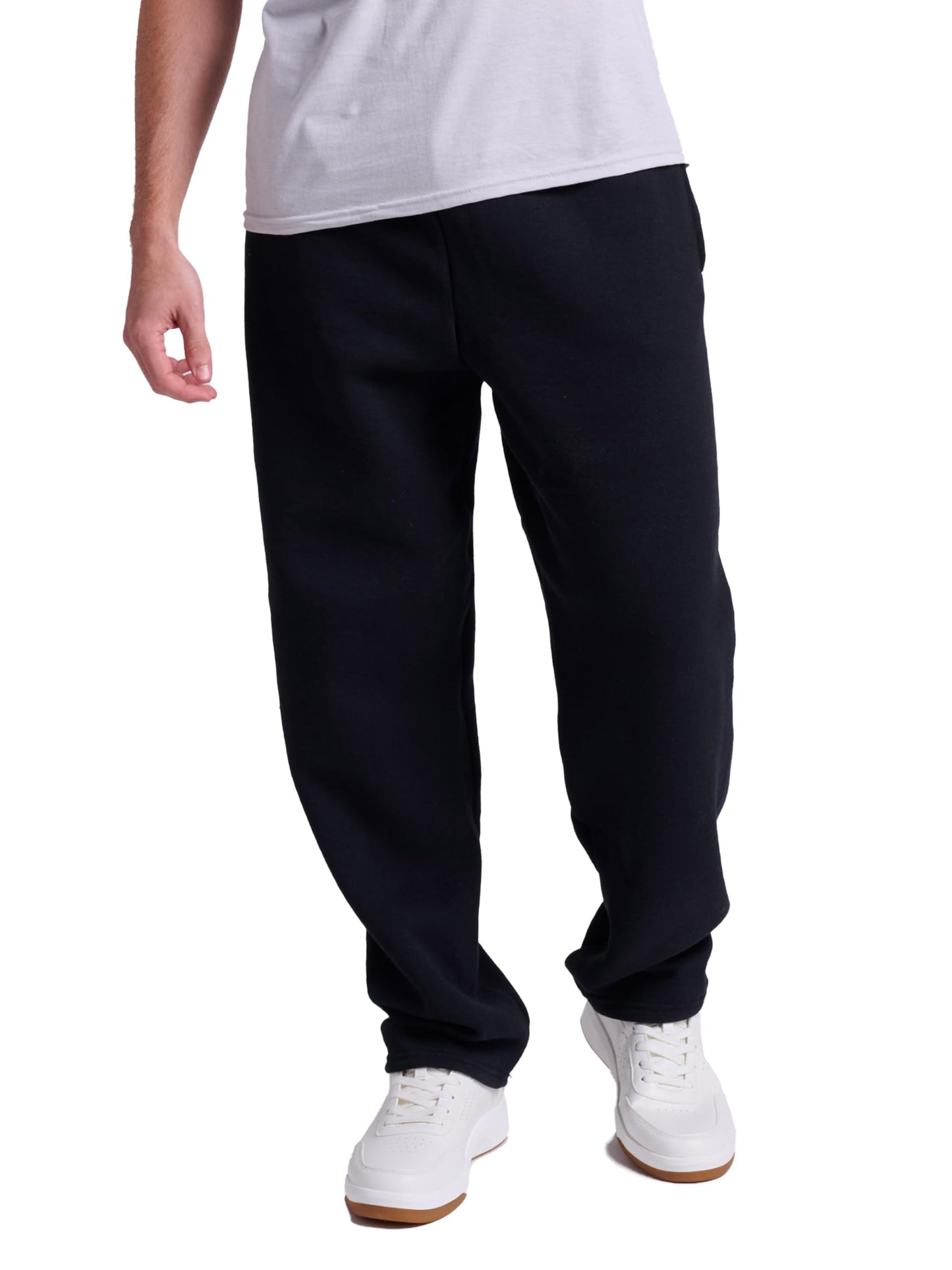 Russell Athletic Men's Dri-Power Open Bottom Sweatpants with Pockets, Black, Medium