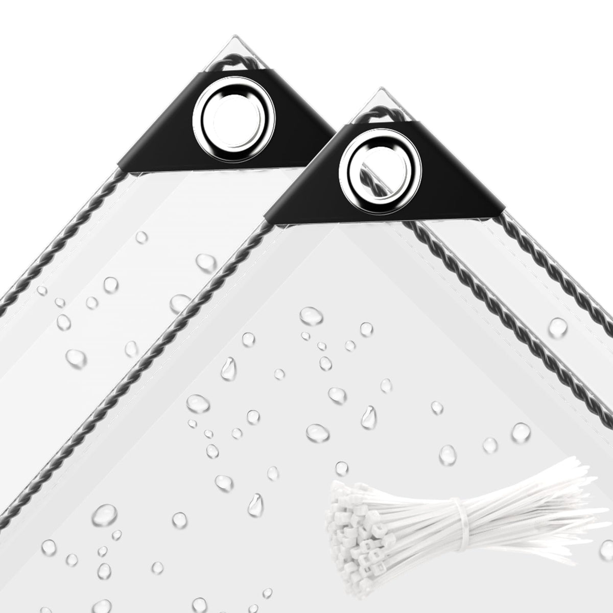 6 x 10 ft Clear Waterproof Tarp, PVC 11.8 Mil Tarpaulin with Grommets and Cable Tie, Duty Heavy Tear Resistant Cover for Camping, Plants Greenhouse, Cars, Patio and Pavilion