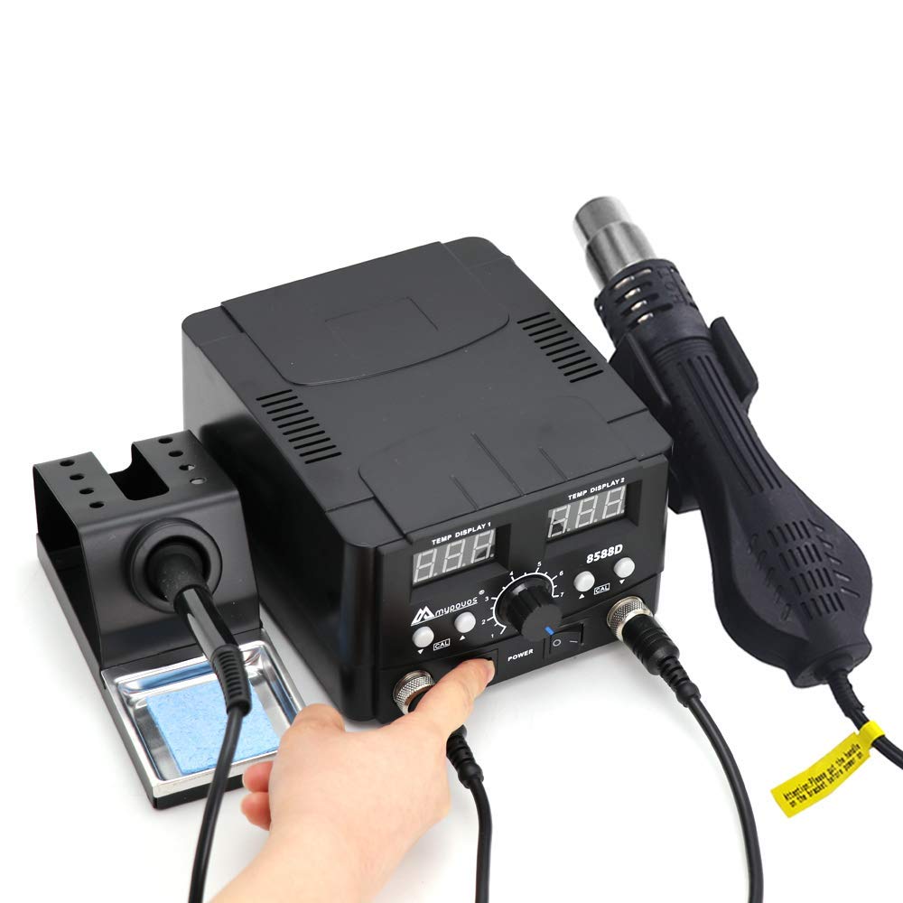 2 in 1 750W LED Digital Soldering Station Hot Air Gun Rework Station Electric Soldering Iron for Phone PCB IC SMD BGA Welding Set 110V