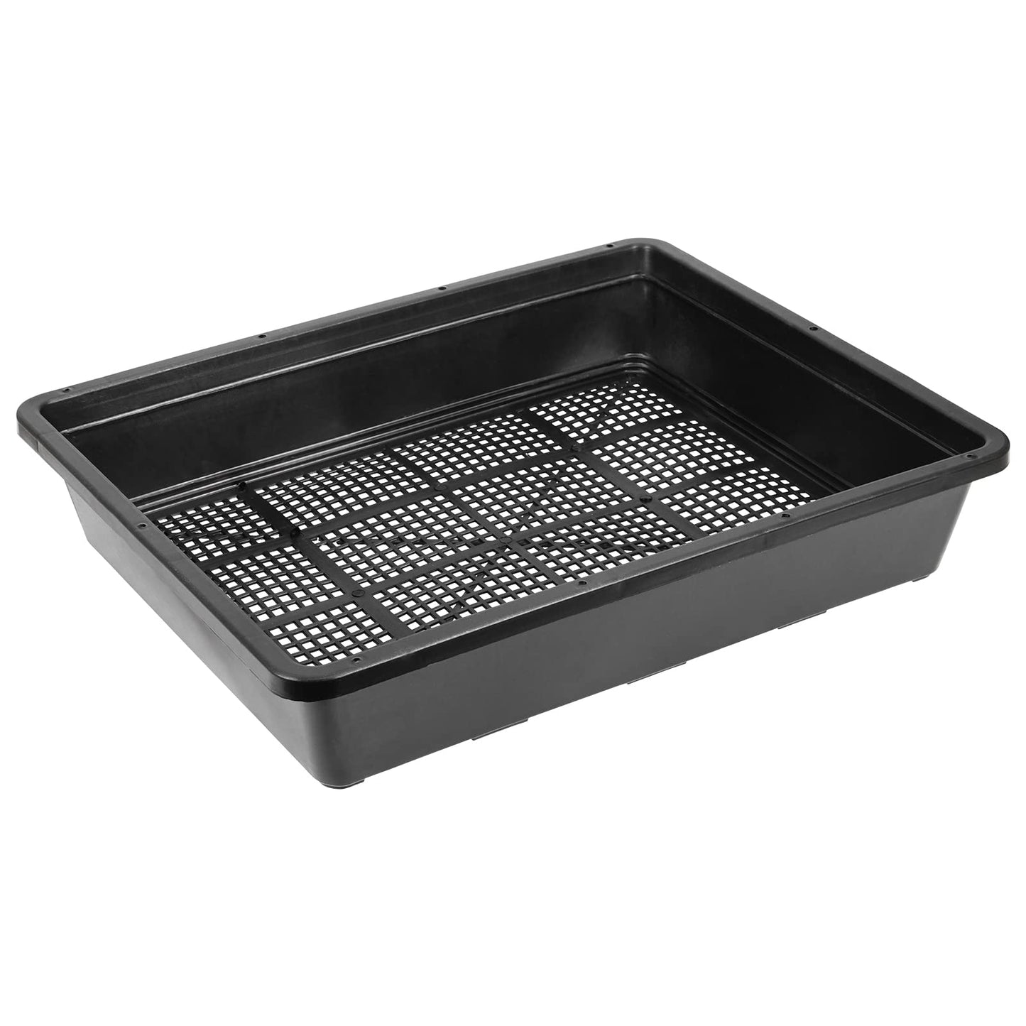 SINJEUN 15 Pcs 15 x 12 in Black Plastic Seedling Trays, Plant Growing Trays with Drain Hole, Sturdy Nursery Pots for Microgreen Plants, Wheatgrass, Hydroponic
