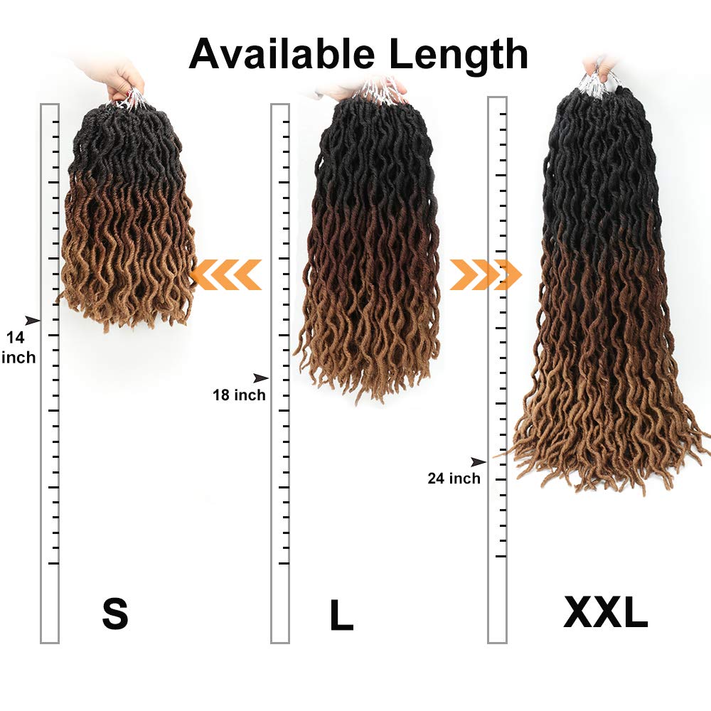 Eliza Wavy Gypsy Locs Ombre Crochet Hair 18" 8Packs/Lot Goddess Locs 100% Kanekalon Fiber Faux Locs African Roots Dreadlocs Synthetic Braiding Hair Extensions for Black Women(18",OM3T30/27)