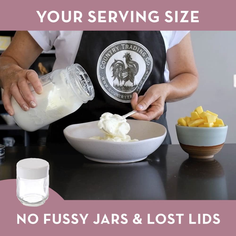 Stainless Steel Yogurt Maker with 1 Litre Glass Jar and Complete Recipe Book to Make 12+ Easy Homemade Dairy Free and Milk Yogurts