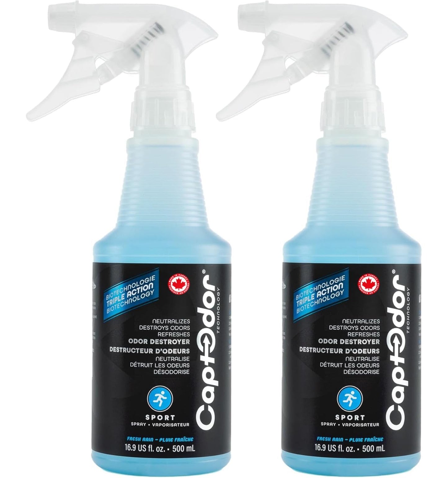 Captodor Sports Odor Eliminator Spray - Neutralizer & Refresher for Protective Equipment, Sportswear & Outdoor Gear (2 x 16.9 Fl Oz / 500 ml)
