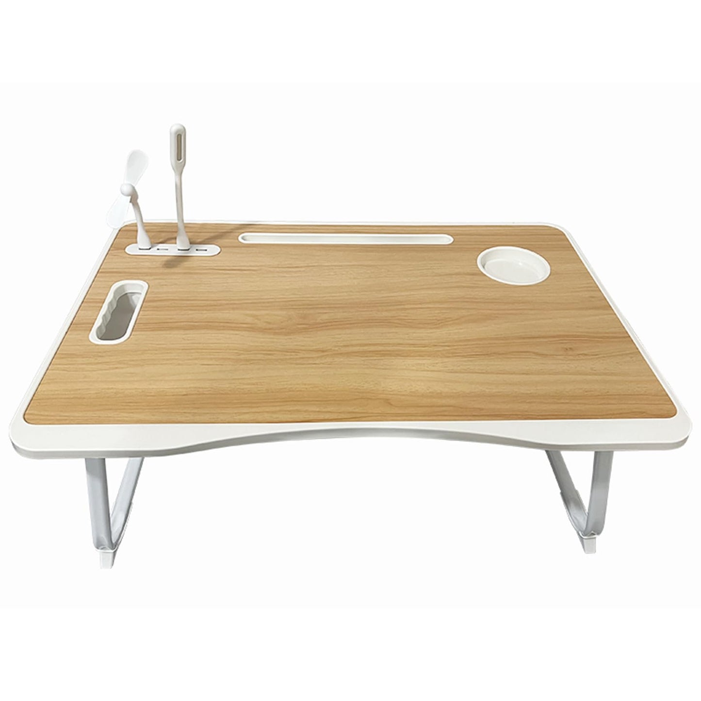 Laptop Desk for Bed, Bed Table with USB Charge Port, Foldable Laptop Table with Storage Drawer and Cup Holder, Laptop Bed Desk Tray for Writing Working Reading (Yellow)