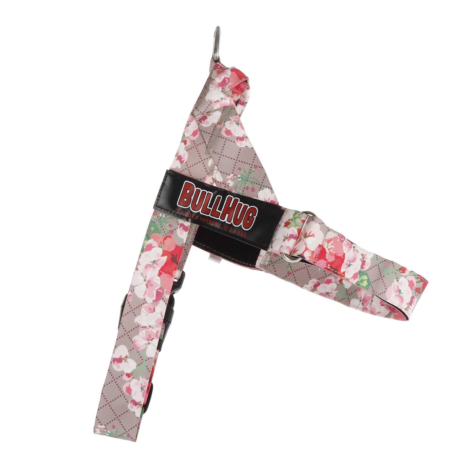 BULLHUG Adjustable Dog Harness – No Pull, No Choke – for English Bulldogs, French Bulldogs, Pugs & Broad-Chested Breeds – Easy, Safe Walks (Pink Floral, Large)
