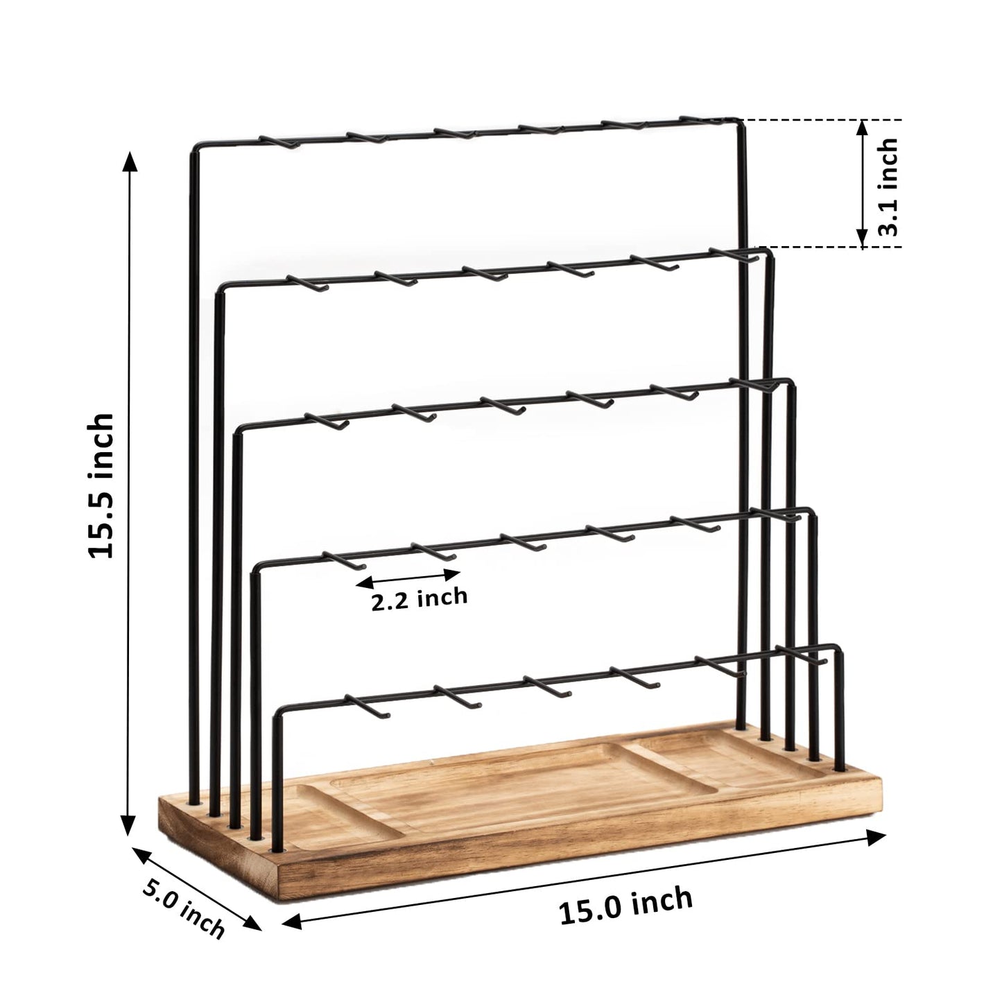 DGWJSU Earring Display Stands for Selling, Earring Rack Display Holder Stand, Jewelry Display for Selling Earring Cards, Bracelets, Hair Accessories, Rings, Necklaces 15"W x 6"D x 15.5"H (30 Hooks)