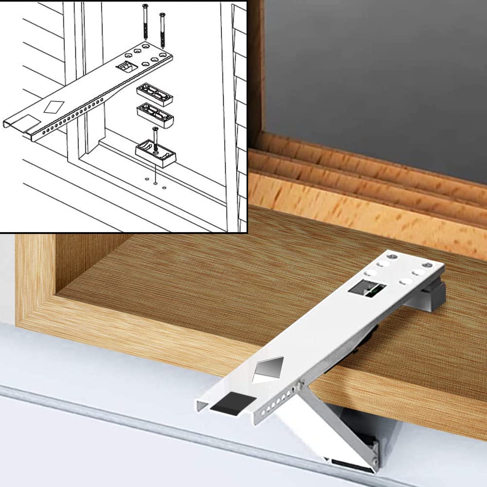 Window Air Conditioner Support Bracket,Relieves Weight Stress On The Window Frame A/C Safe Support Bracket Installs from Inside the House Built-in Bubble Level Window AC Mount Bracket up to 85lb