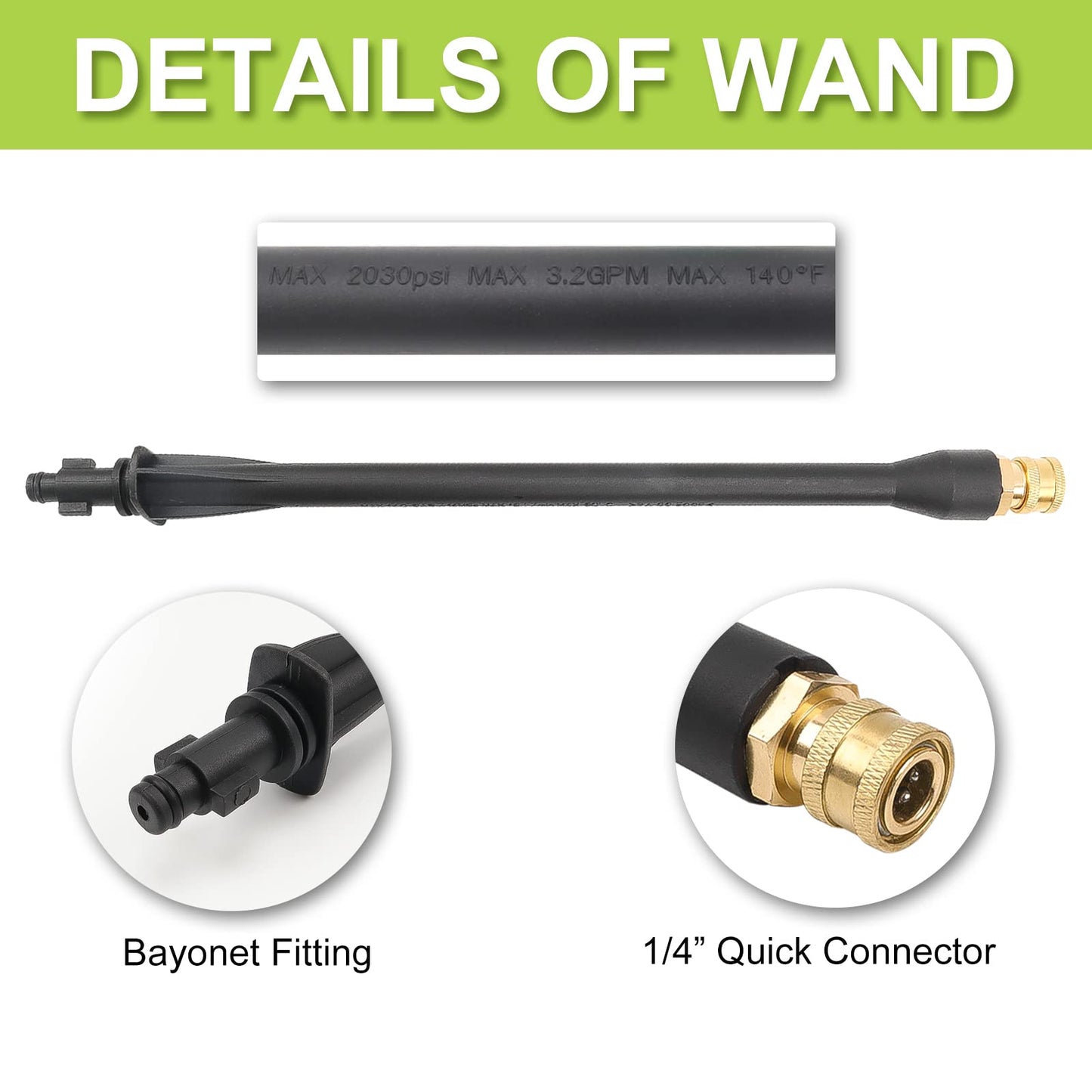 Bear Force High Pressure Water Spray Gun Wand Jet Nozzle Tips, Power Washer Water Gun Compatible with Some of Greenworks Karcher Ryobi Homelite Electric Pressure Washer Max 1900 PSI