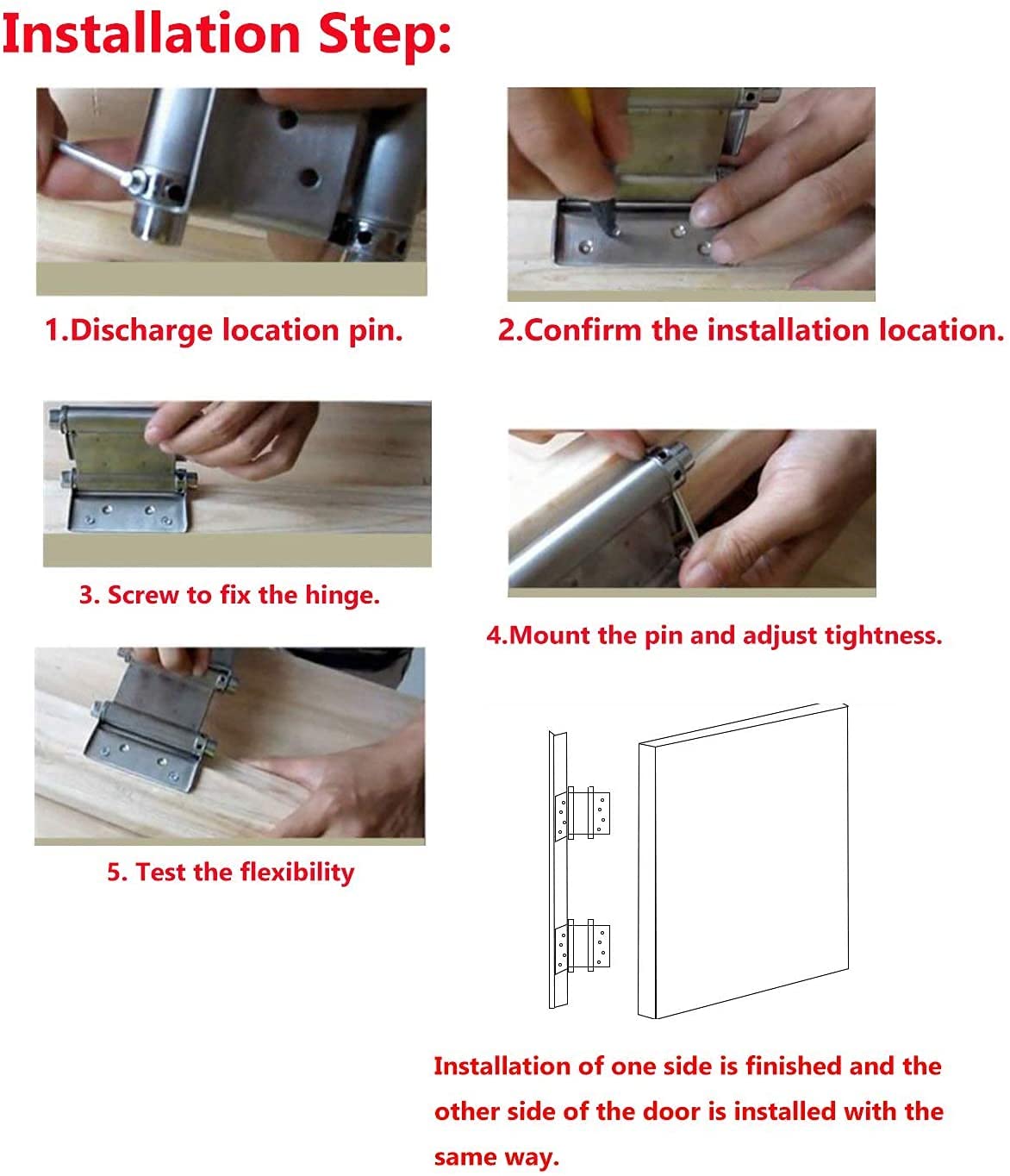 2 Pairs (4Pcs) 3inch Double Action Spring Hinge Stainless Steel Cafe Saloon Door Swing Self Closing Black with Screws