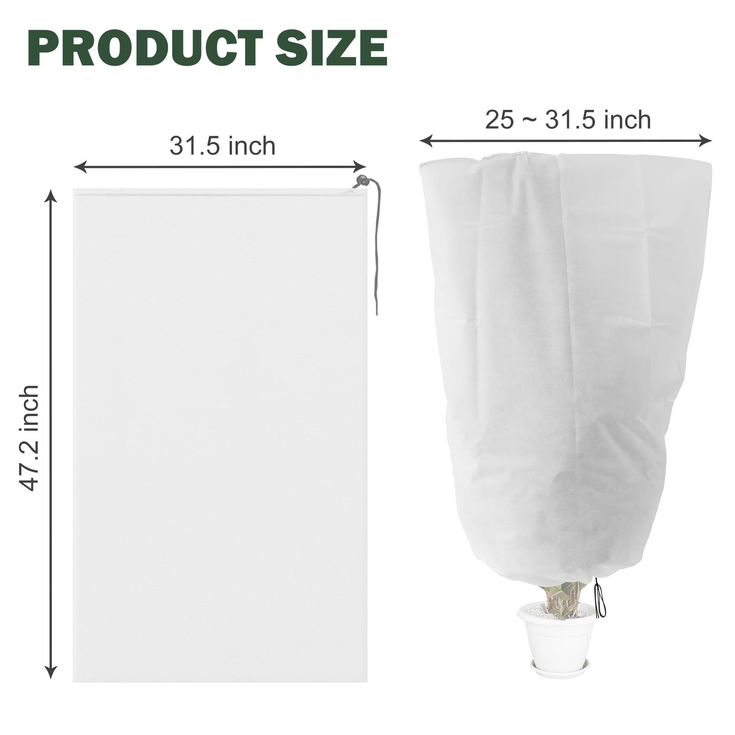 Alpurple 47" X 31.5" Winter Zipper Plant Covers - 6 Packs Warm Plant Protection Cover Bags, Frost Cloth Blanket Protecting Fruit Tree Potted Plants from Freezing Animals Eating