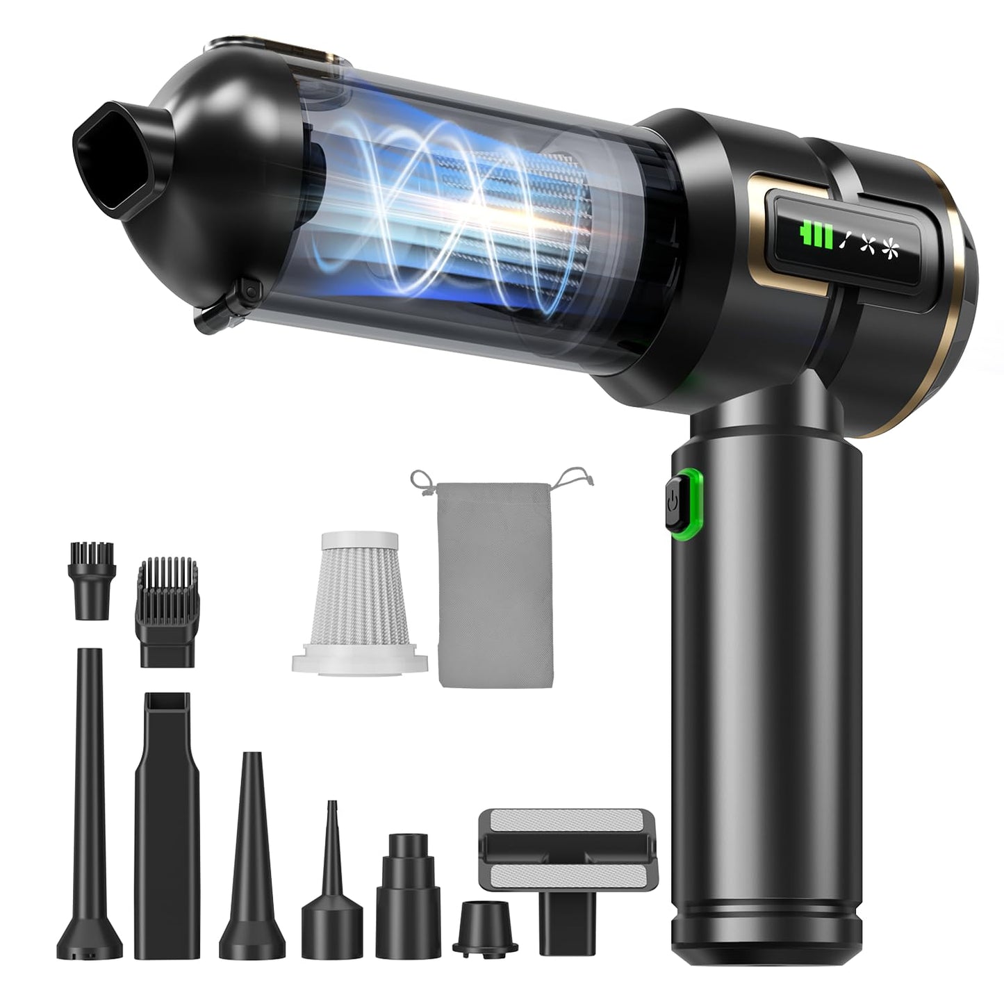 Car Vacuum Cleaner Cordless Powerful, 24000PA Handheld Vacuum Portable, Mini Vacuum with 3 Modes, LED Display, One-Click Empty, Rechargeable Duster/Blower/Pump Hand Vacuum for Car, Home,Office