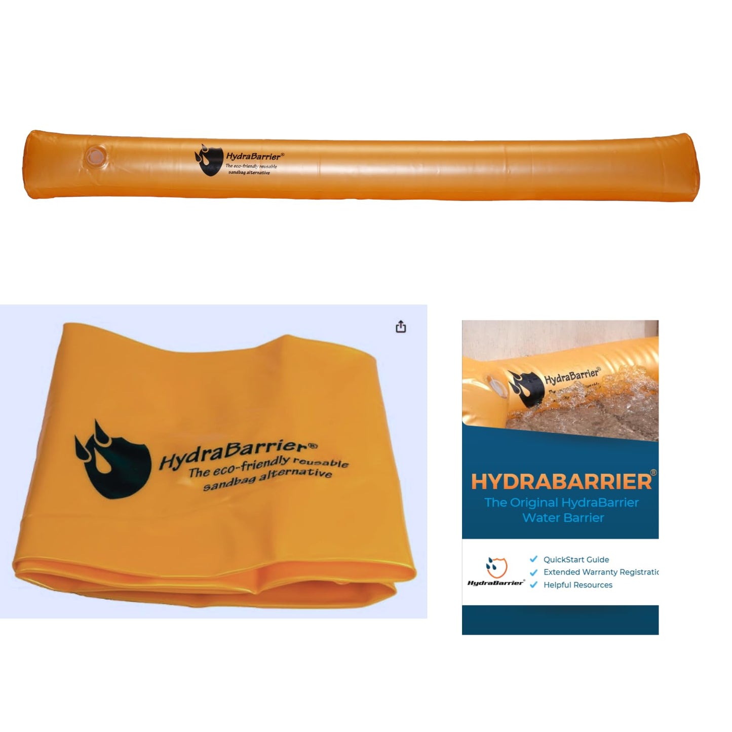 Best Sandbag Alternative - Hydrabarrier Ultra 6 Foot Length 6 Inch Height. - Water Diversion Tubes That Are the Lightweight, Re-usable, and Eco-friendly (Single Unit)