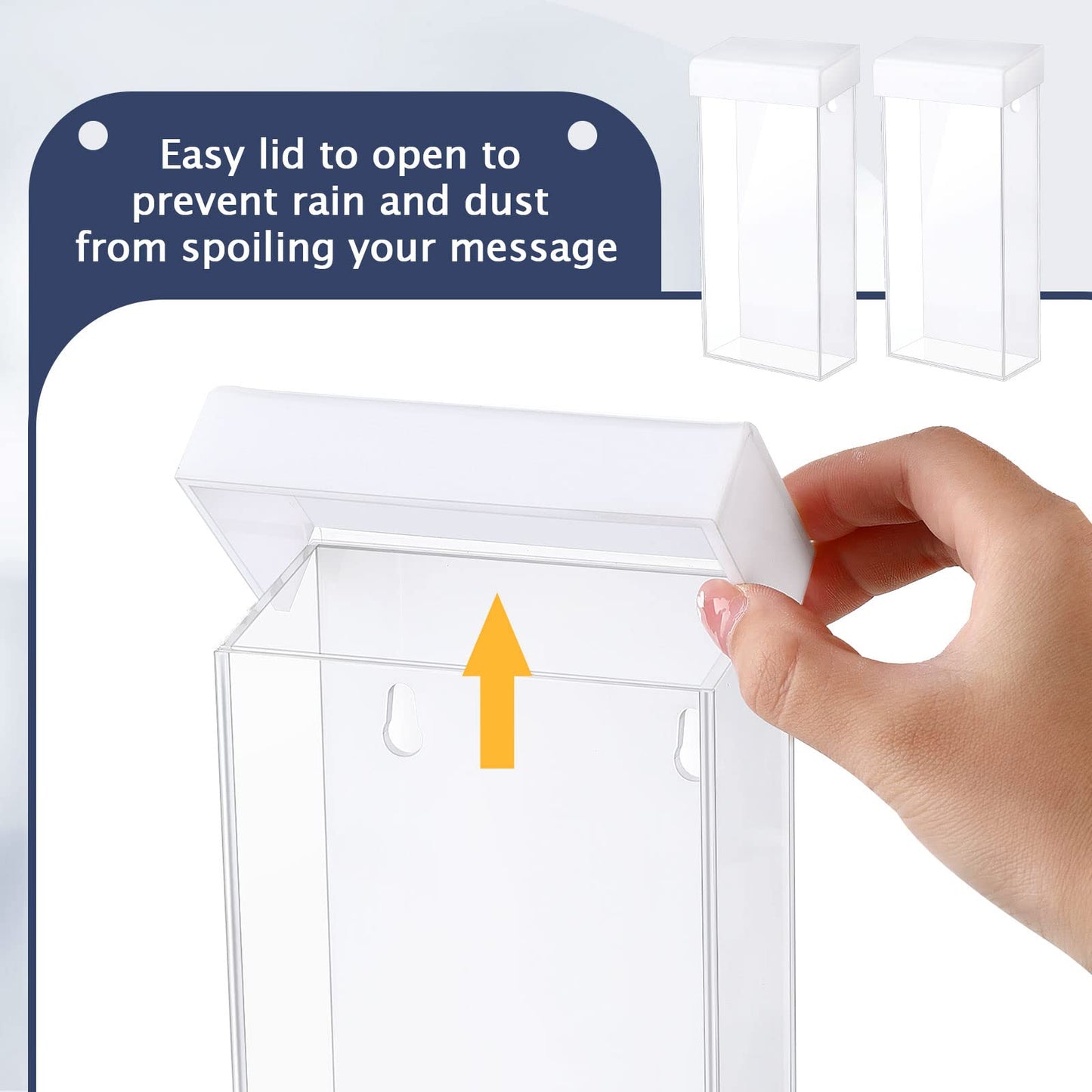Remerry Acrylic Outdoor Brochure Holder 4 x 9 Inch Waterproof Wall Mount Literature Box with White Lid Clear Pamphlet Holder for Pamphlet Map Menu Display(2 Pieces)