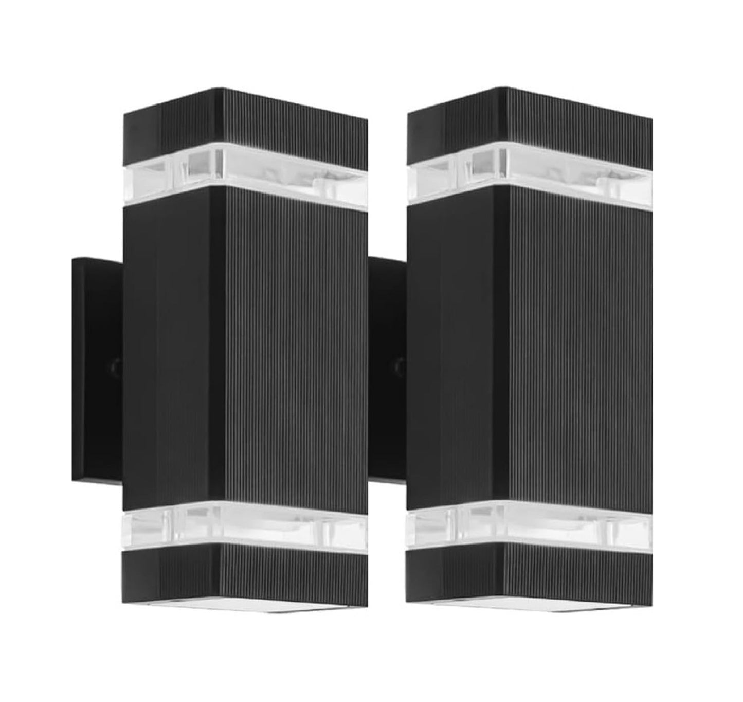 HCIDNLI LED Outdoor Wall Lights, 2 Pack Square Up and Down Porch Lighting Fixture Wall Mount, Modern Aluminum Exterior Wall Sconces Waterproof Outside Lights for House