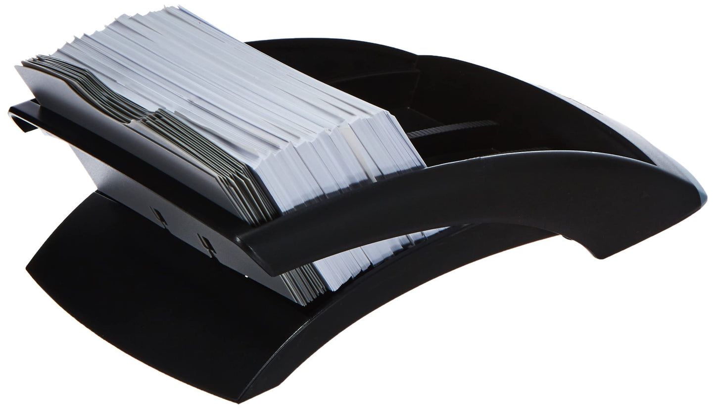 Durable Telindex Desk Address Card Holder - Includes 500 Pockets for Business Cards, A-Z Index - Made from Black Plastic