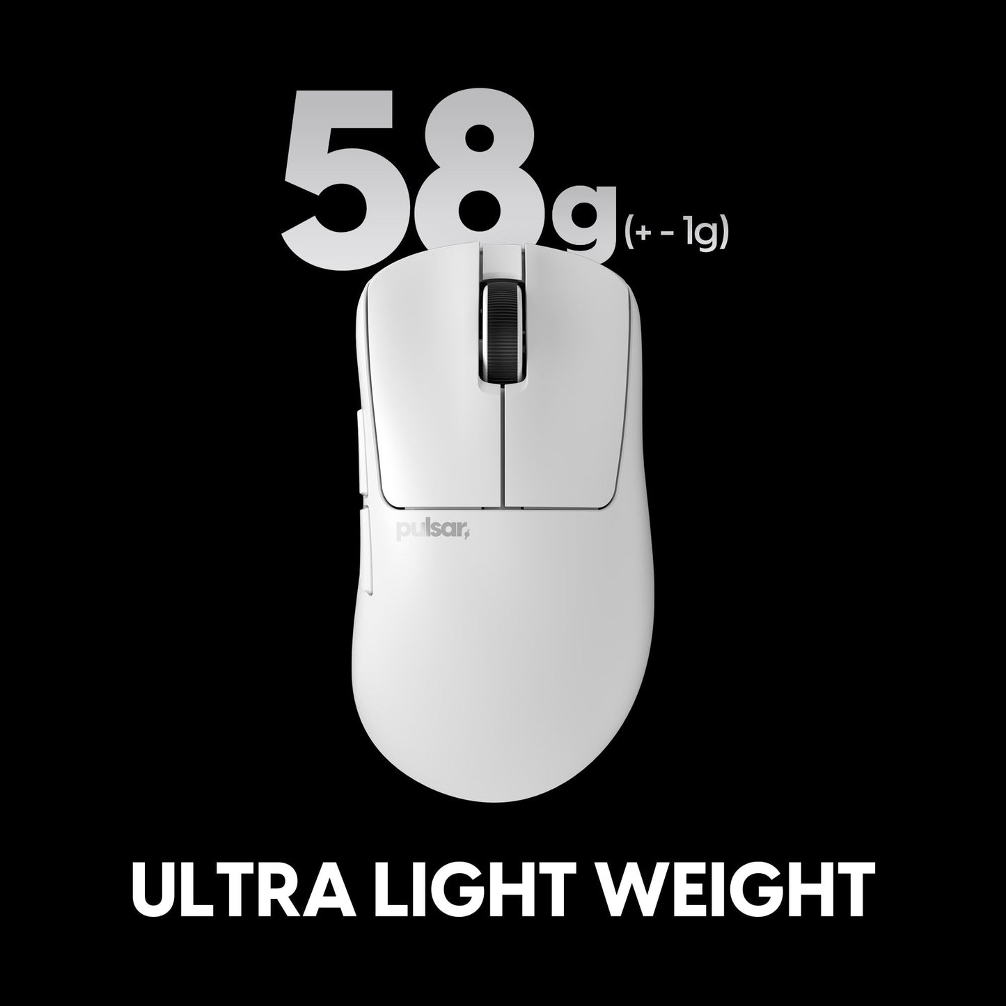 Pulsar Gaming Gears Xlite V4 Wireless Gaming Mouse Large Size - Lightweight 58g, Right Hand, 8K Ready, Lag-Free 2.4GHz, XS-1 32000 DPI Sensor, White