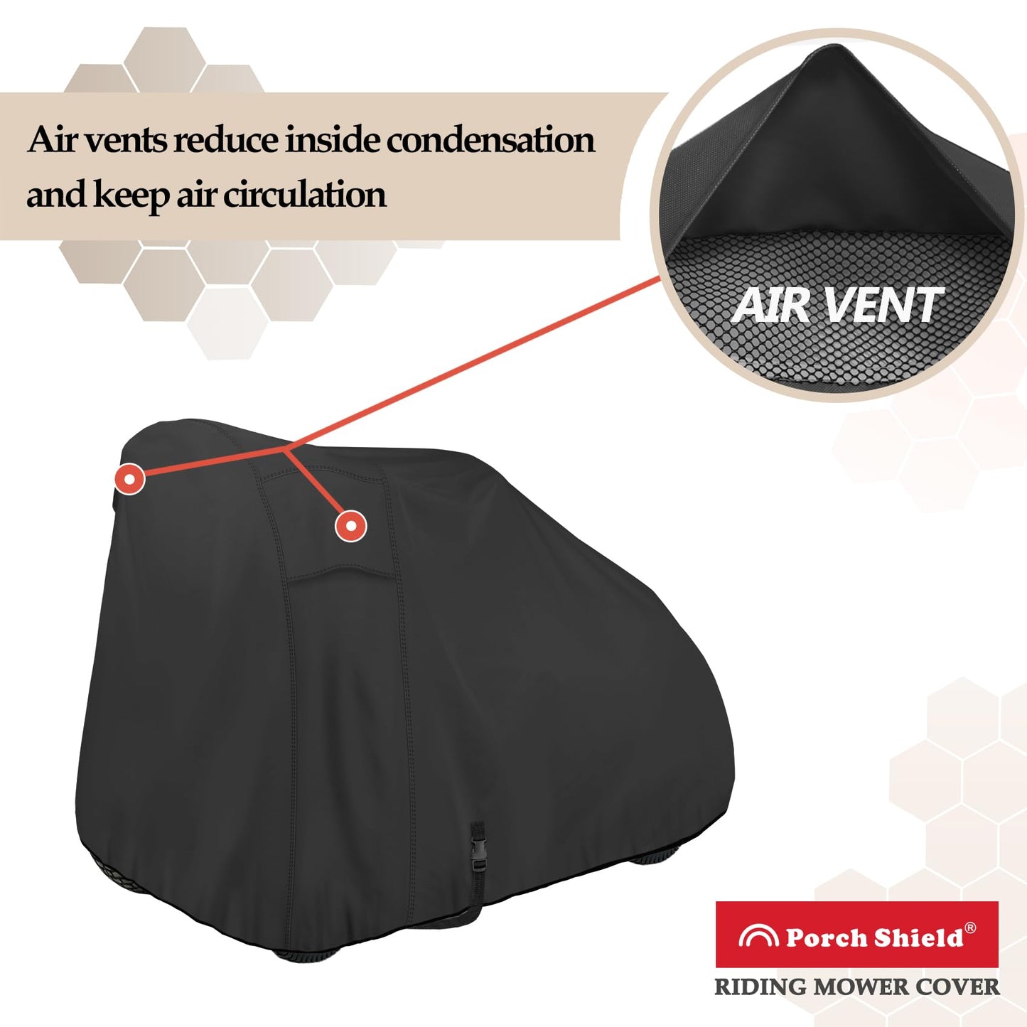 Porch Shield Heavy Duty 600D Polyester Lawn Tractor Cover Waterproof Universal Riding Lawn Mower Cover (Up to 54 inches Decks, Black)