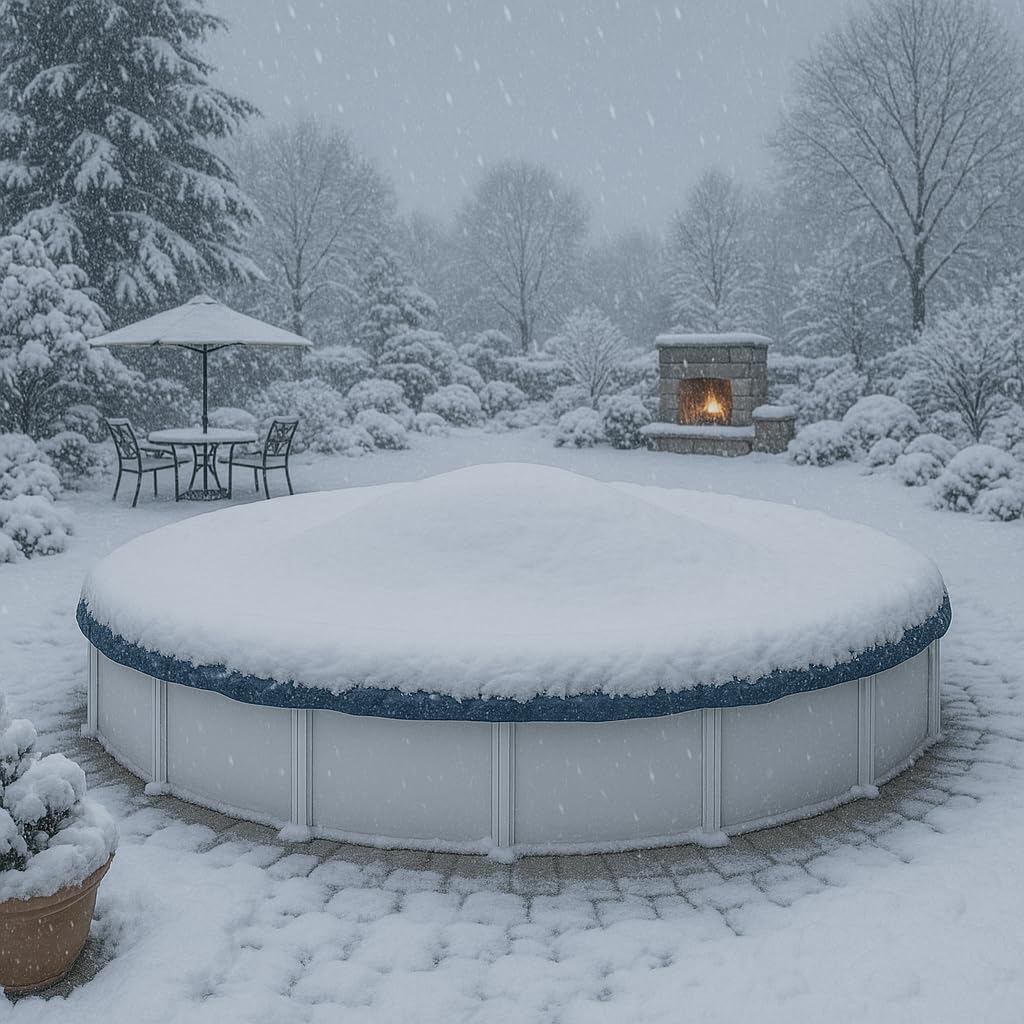 Winter Block WC18R Above Ground Swimming Pool Winter Cover with Winch and Cable, Small Blue/Black