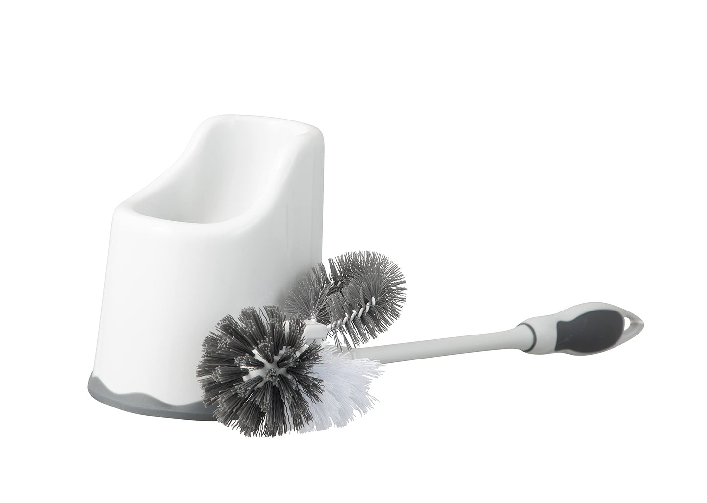 Superio Toilet Bowl Brush and Holder with Under Rim Cleaner for Bathroom, Toilet Brush and Caddy with Non Scratch Bristles and Under Rim Lip Brush
