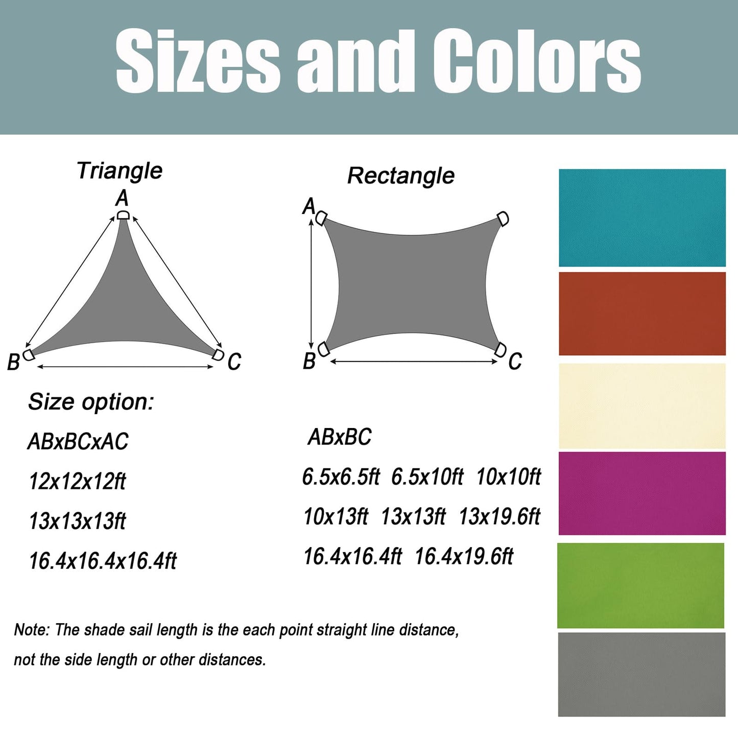 Insun 95% Sunscreen Anti UV Water Resistance Oxford Cloth Triangle Sun Shade Sail Awning Shade for Outdoor Garden Patio Party Grey 12'x12'x12'